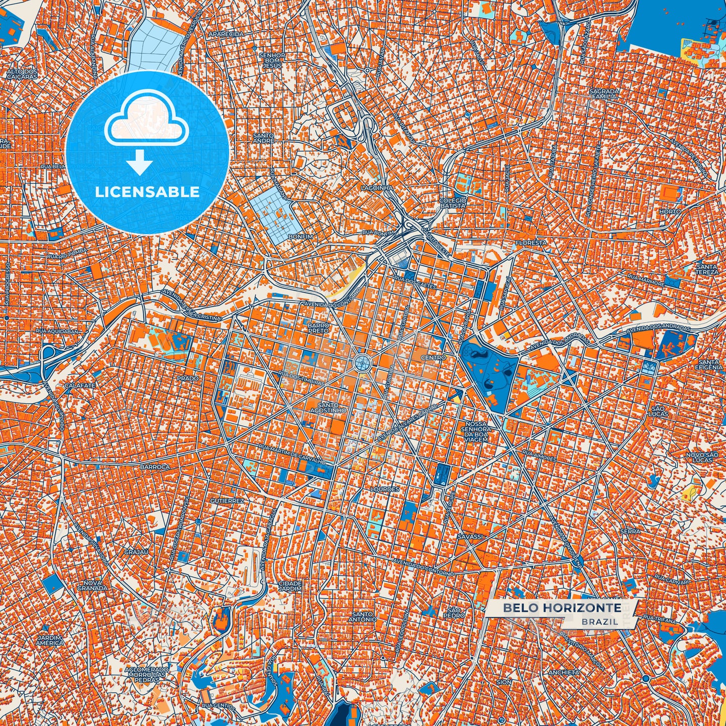 Canvas Print Template of Belo Horizonte Street Map