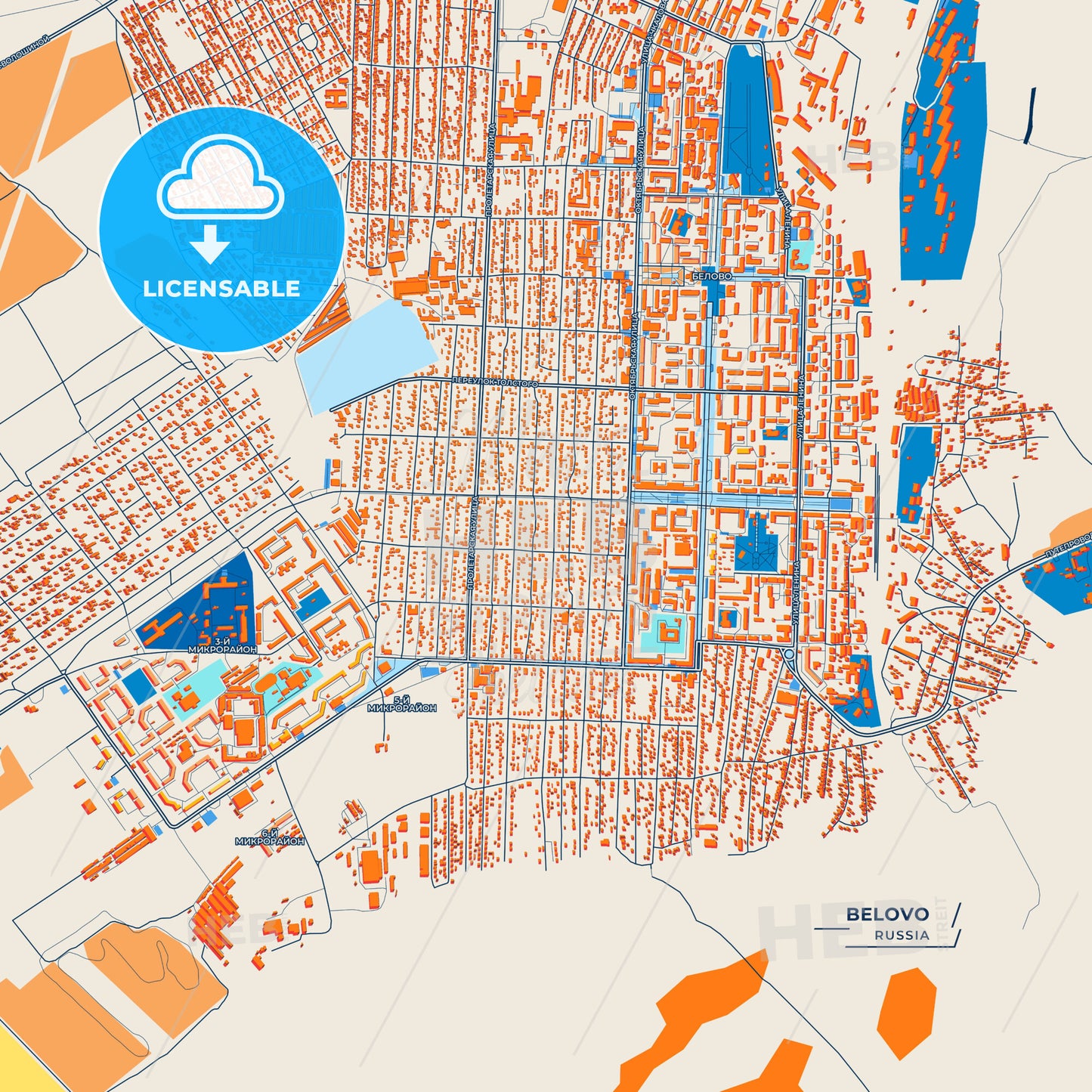 Canvas Print Template of Belovo Street Map