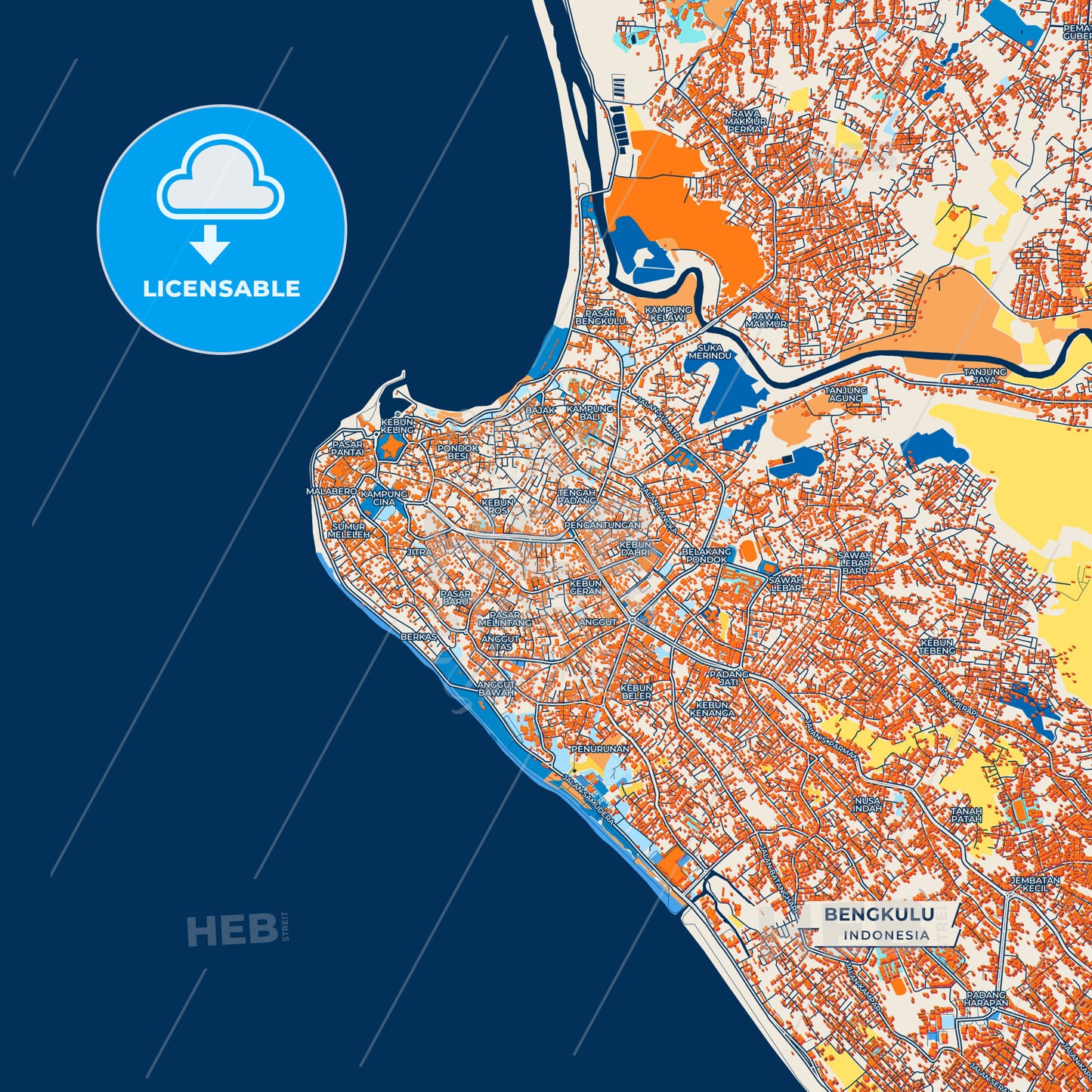Canvas Print Template of Bengkulu Street Map