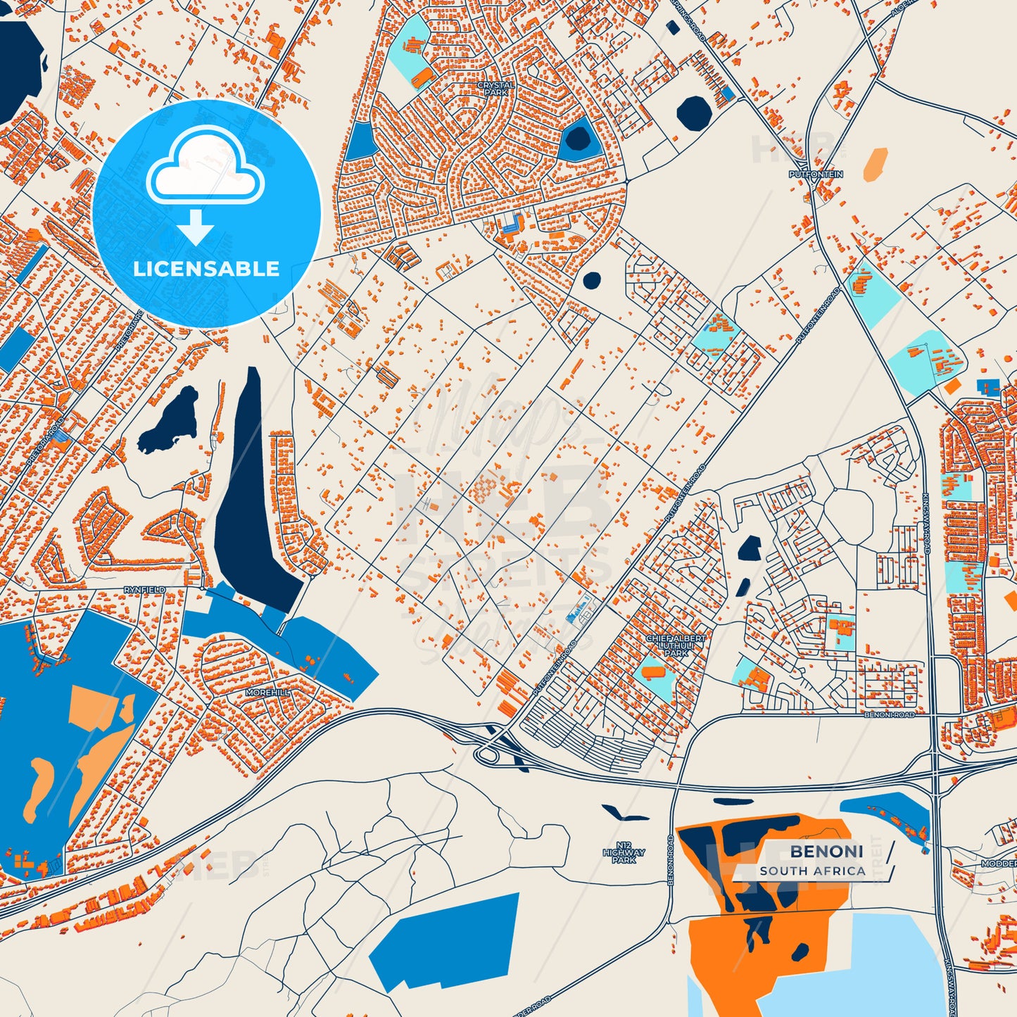 Canvas Print Template of Benoni Street Map