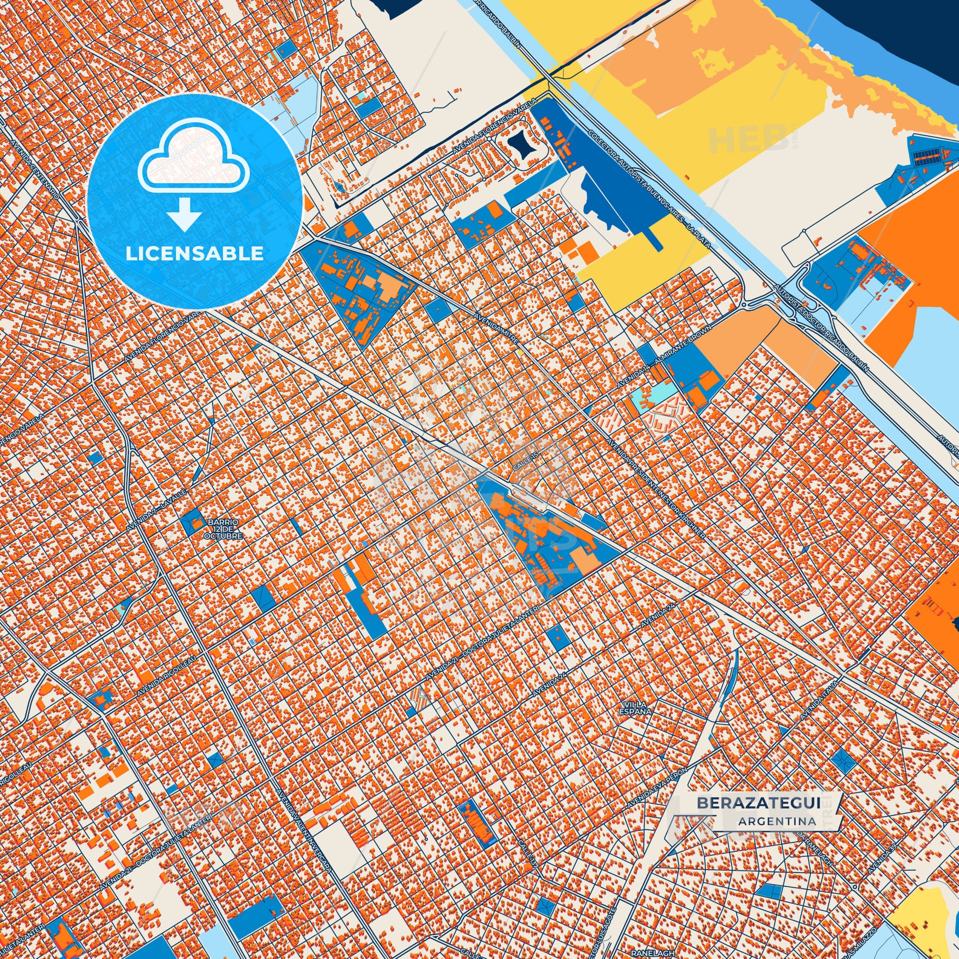 Canvas Print Template of Berazategui Street Map