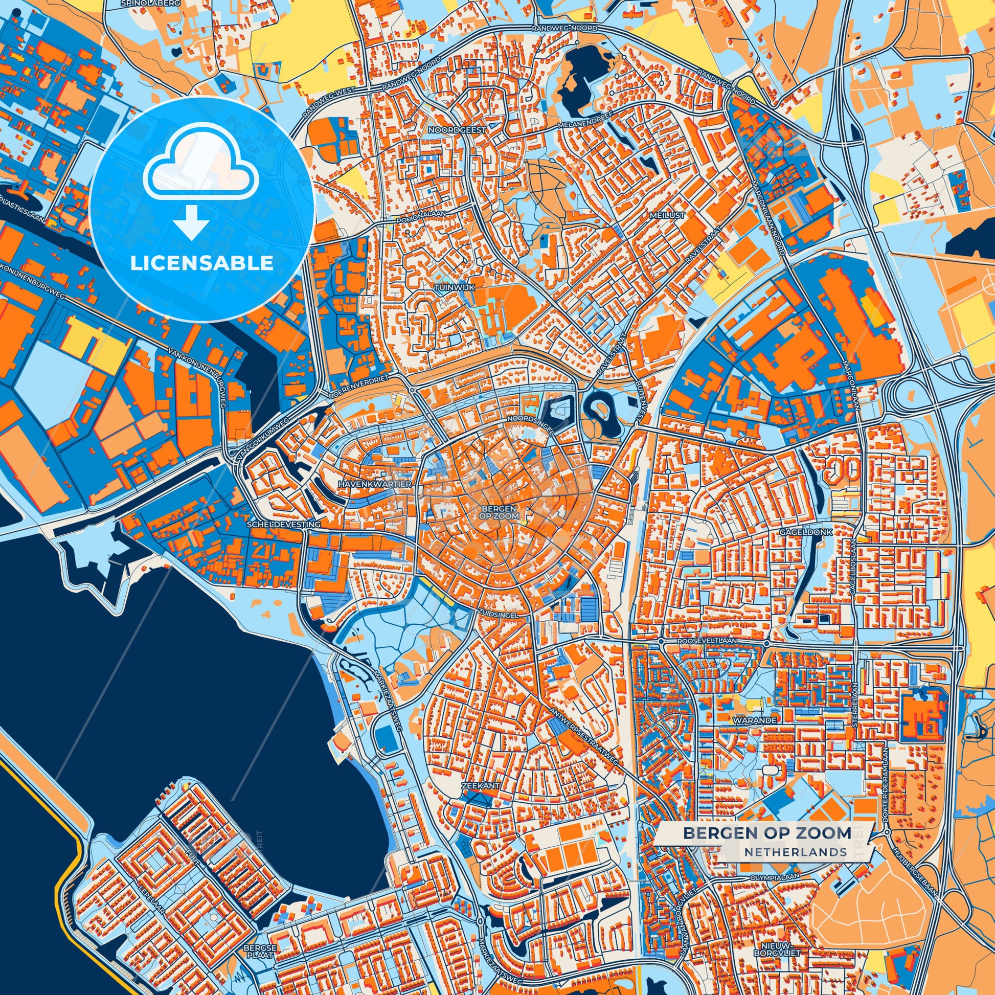 Canvas Print Template of Bergen op Zoom Street Map