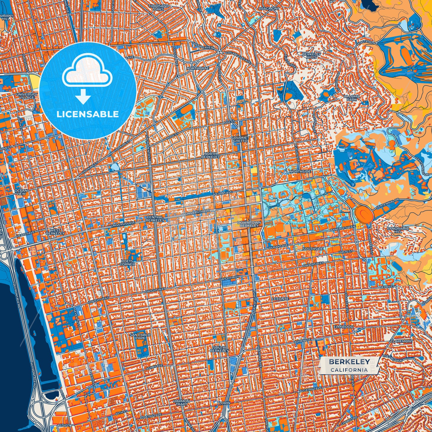 Canvas Print Template of Berkeley Street Map