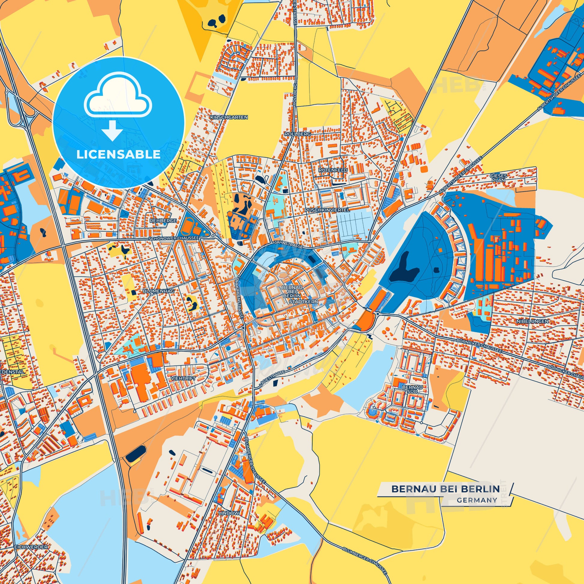 Canvas Print Template of Bernau bei Berlin Street Map