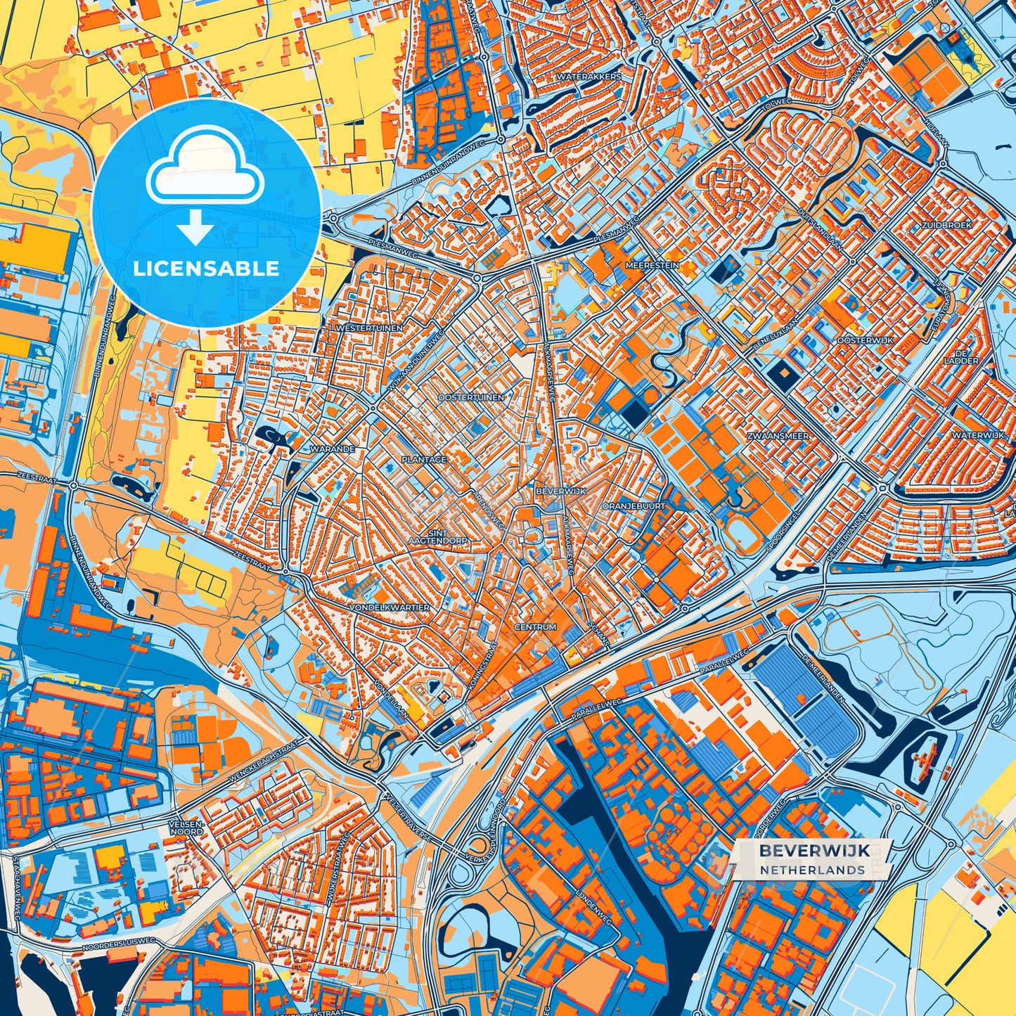 Canvas Print Template of Beverwijk Street Map
