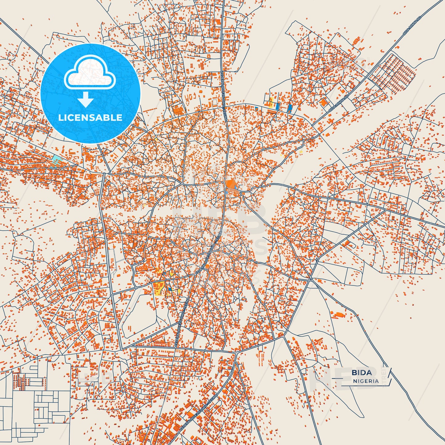 Canvas Print Template of Bida Street Map