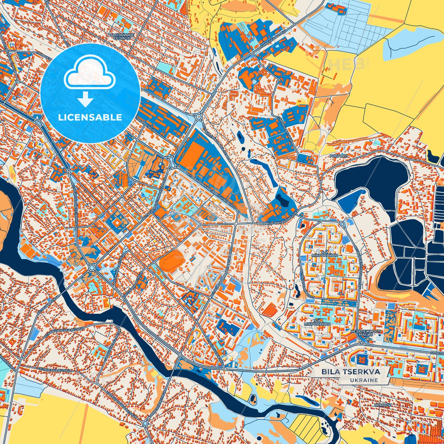 Canvas Print Template of Bila Tserkva Street Map