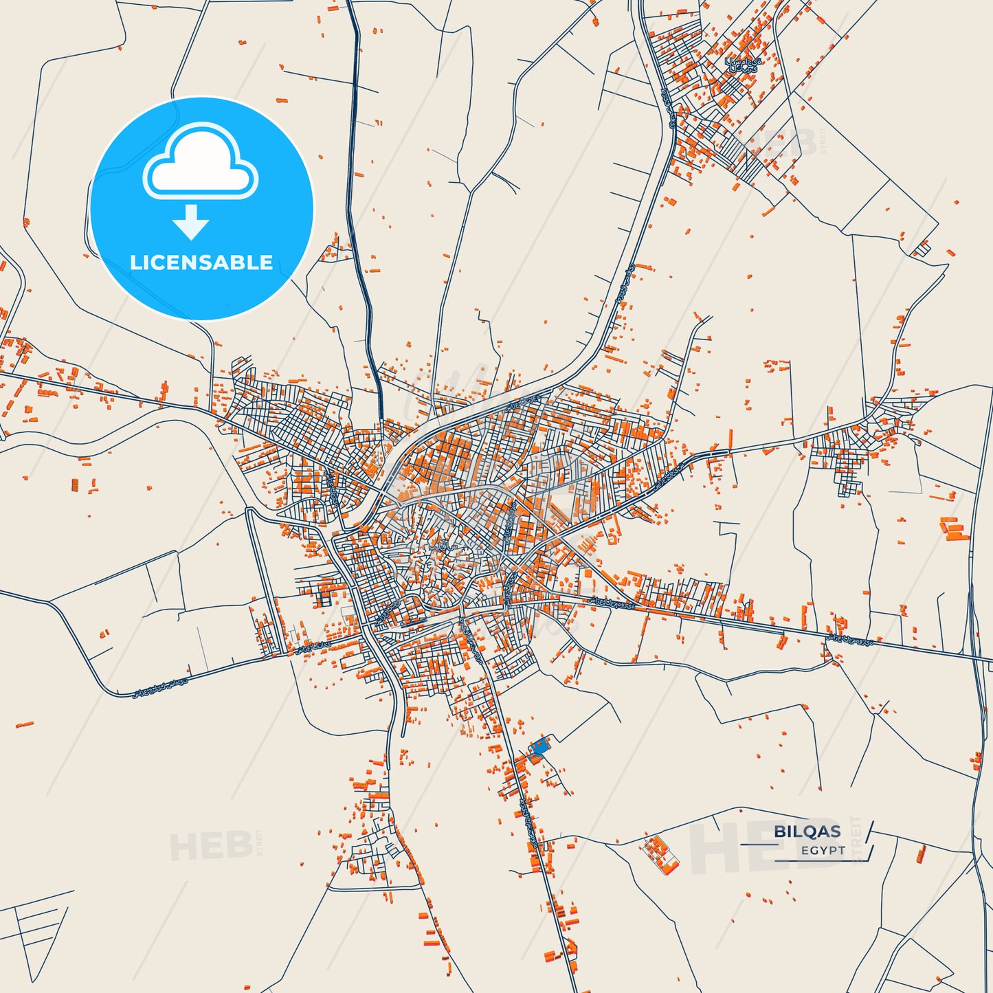 Canvas Print Template of Bilqas Street Map