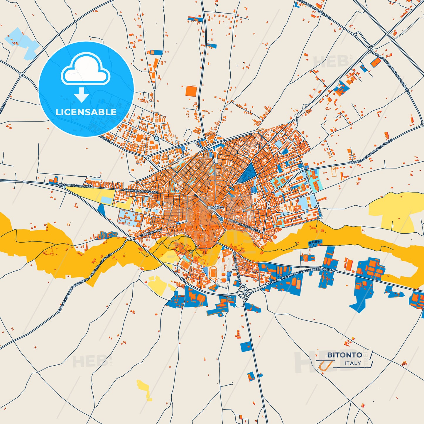 Canvas Print Template of Bitonto Street Map