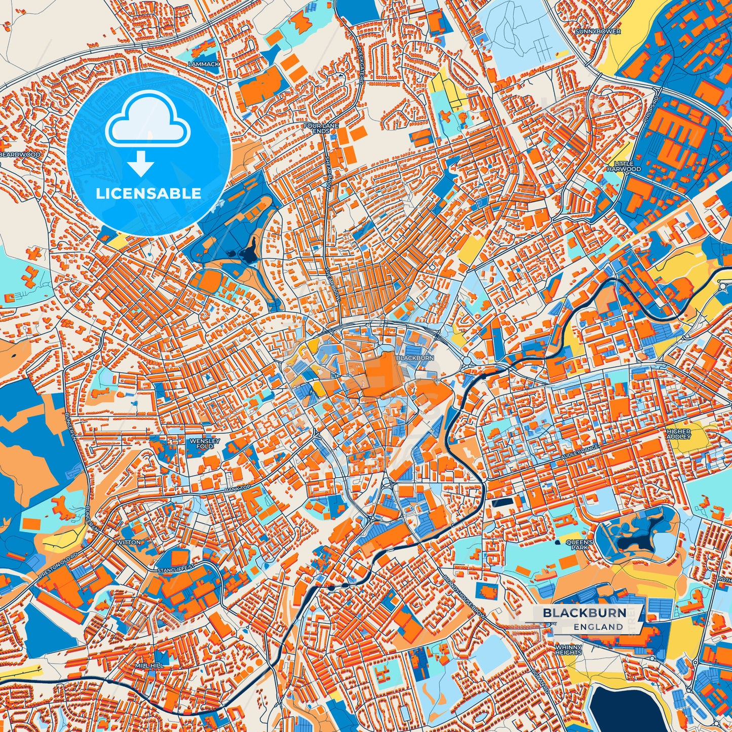 Canvas Print Template of Blackburn Street Map