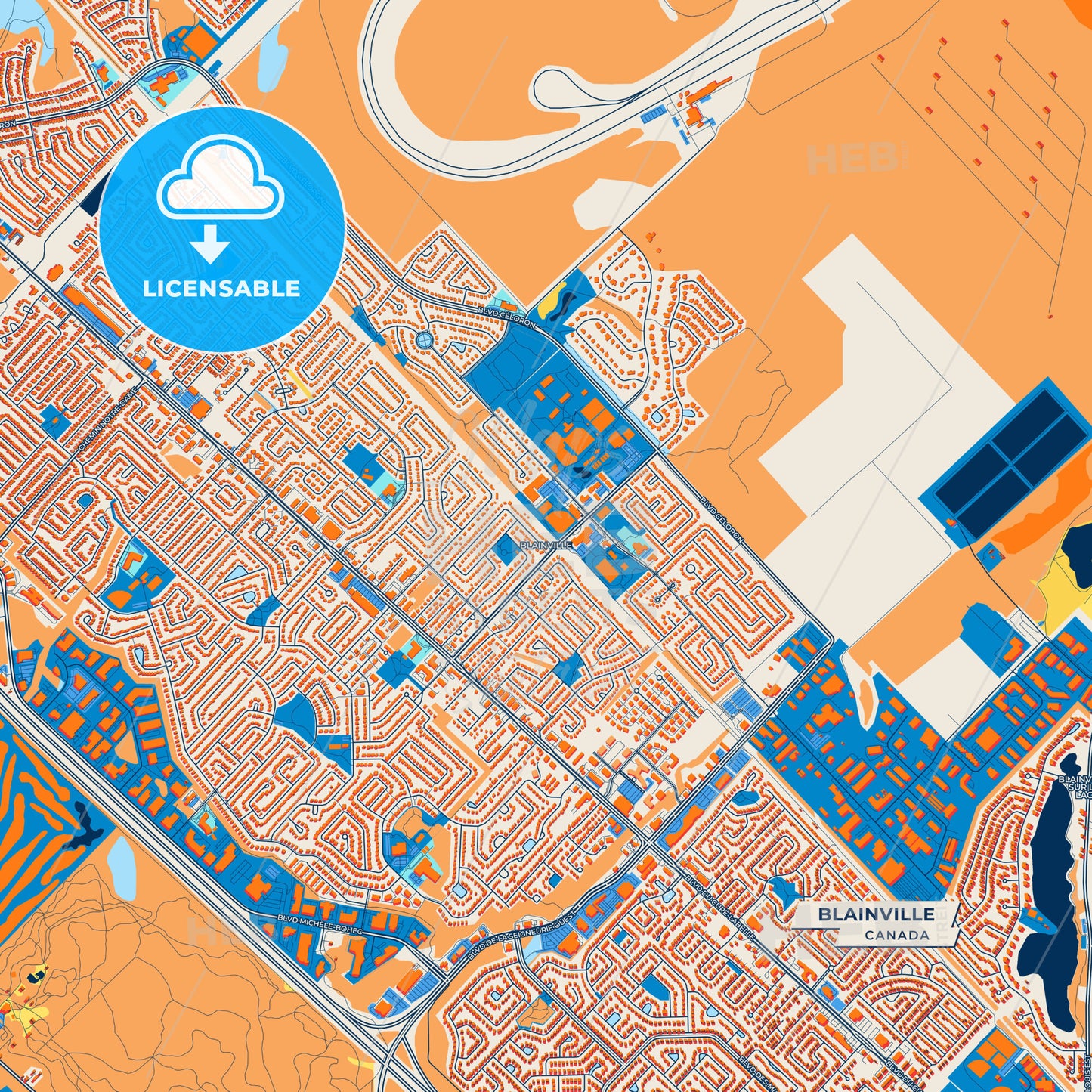 Canvas Print Template of Blainville Street Map