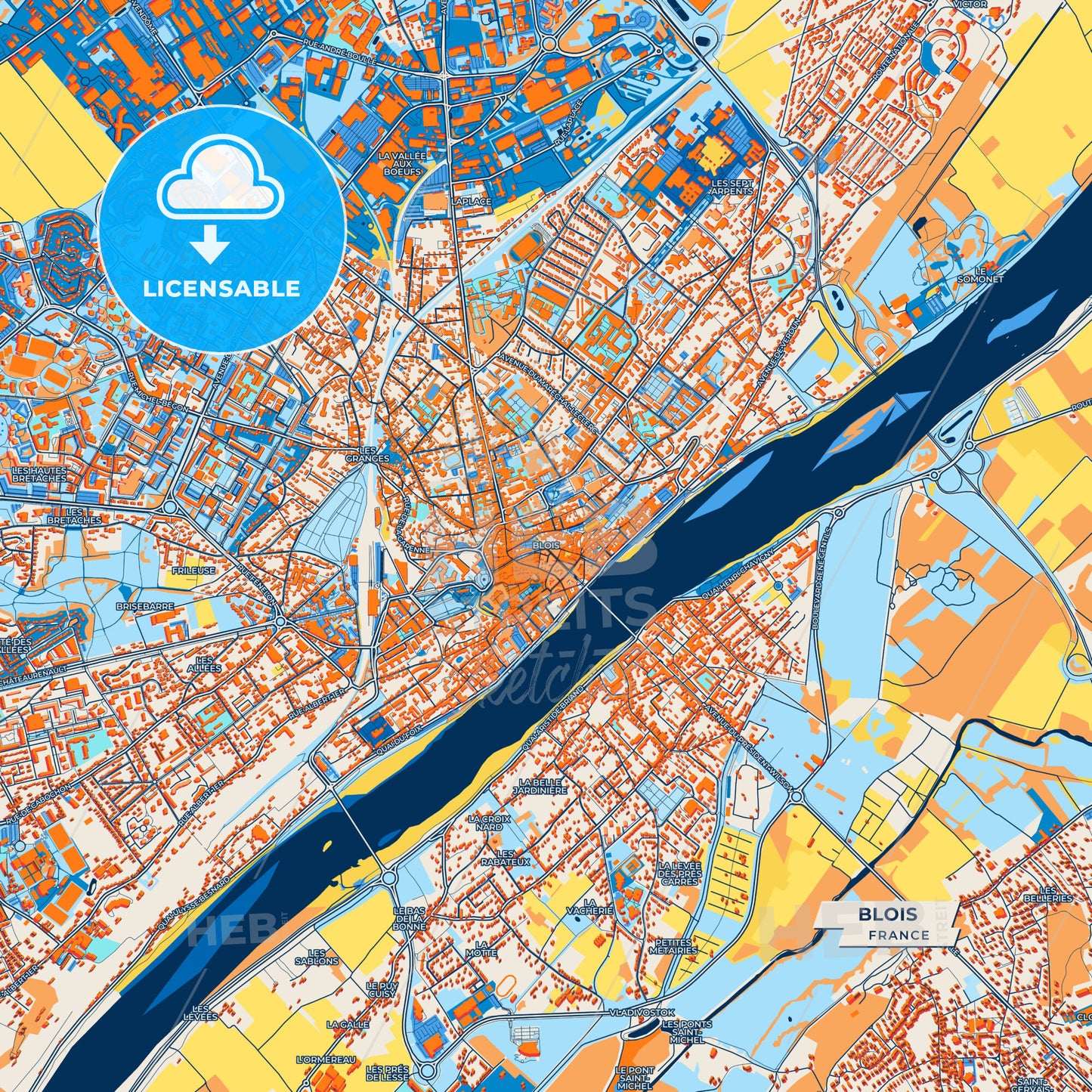 Canvas Print Template of Blois Street Map