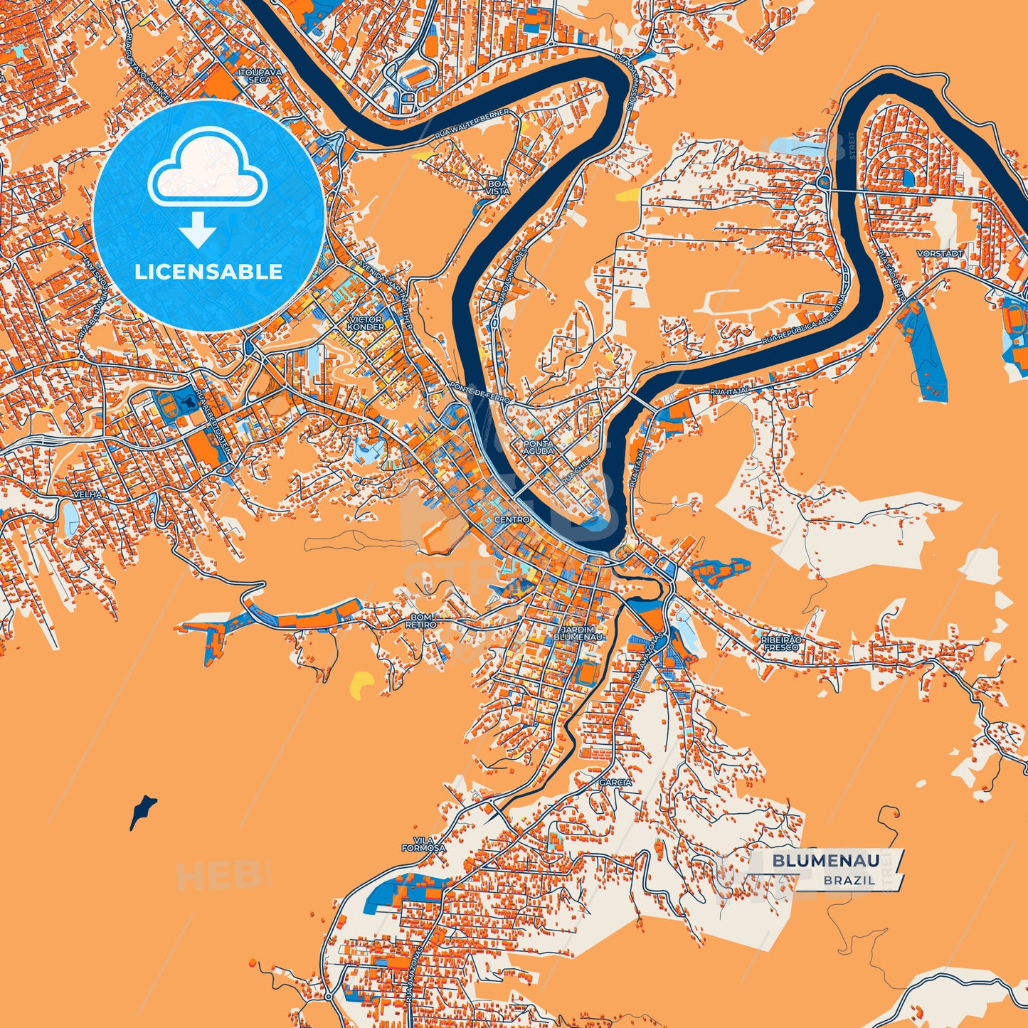 Canvas Print Template of Blumenau Street Map