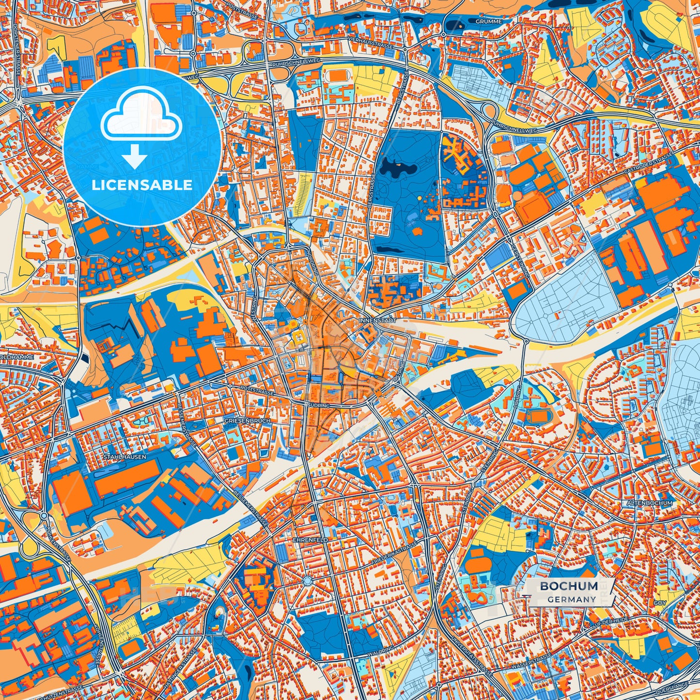 Canvas Print Template of Bochum Street Map