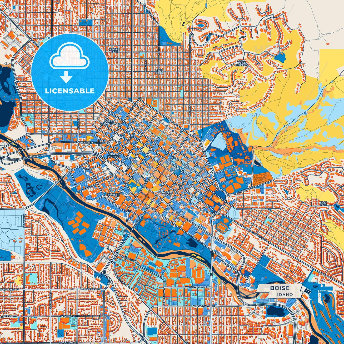 Canvas Print Template of Boise Street Map