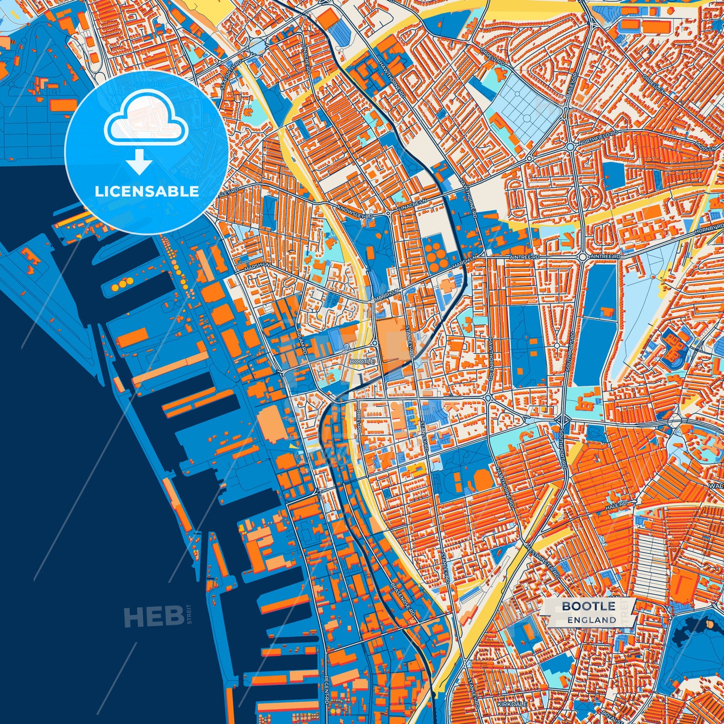 Canvas Print Template of Bootle Street Map
