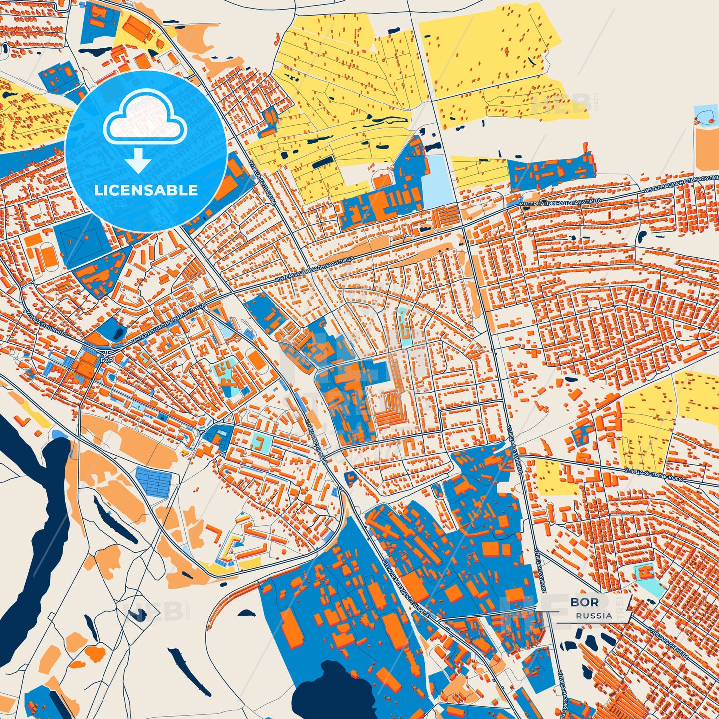 Canvas Print Template of Bor Street Map