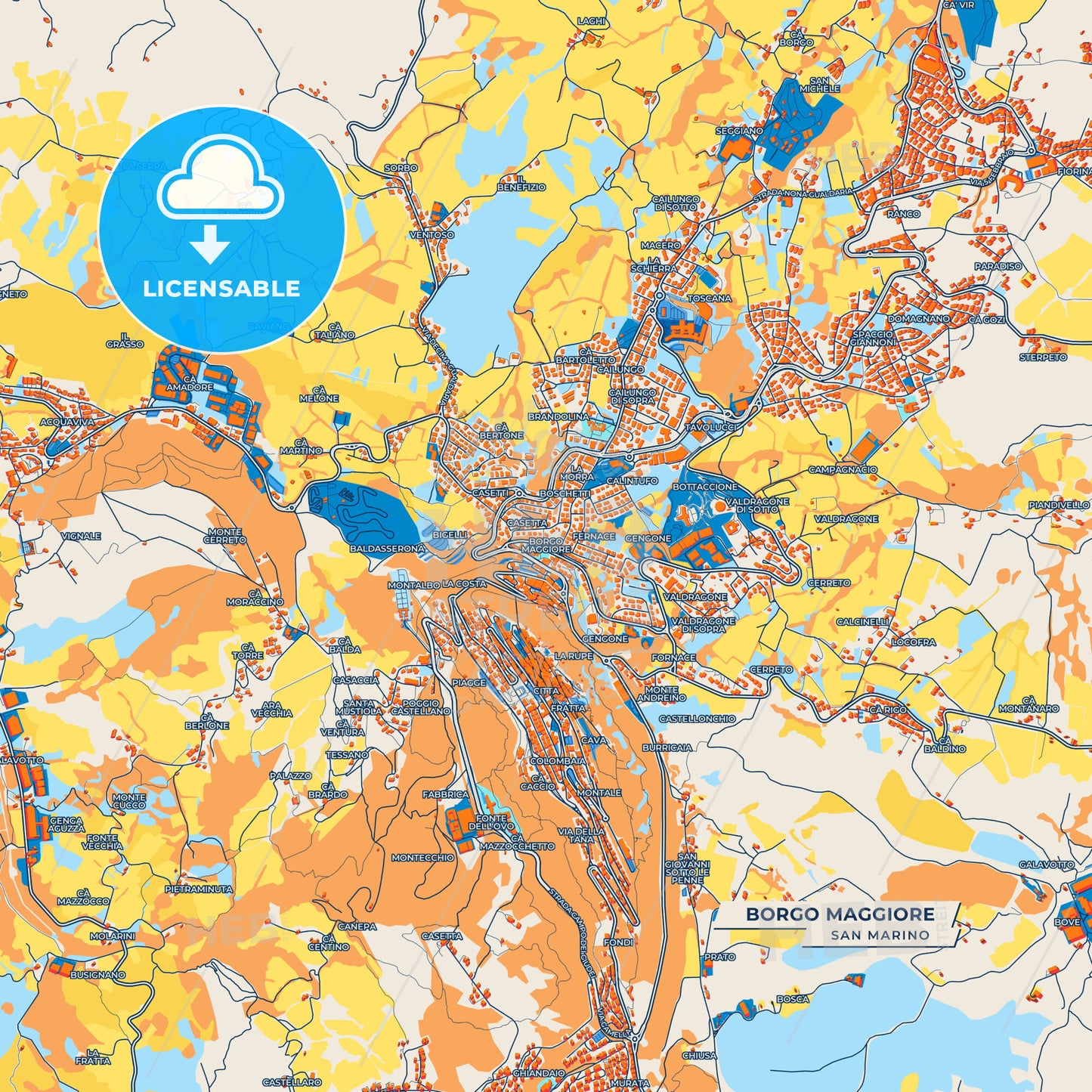 Canvas Print Template of Borgo Maggiore Street Map
