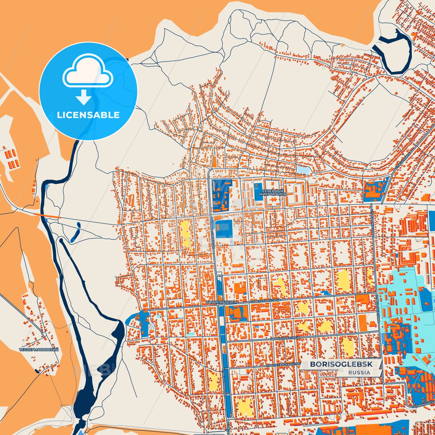 Canvas Print Template of Borisoglebsk Street Map