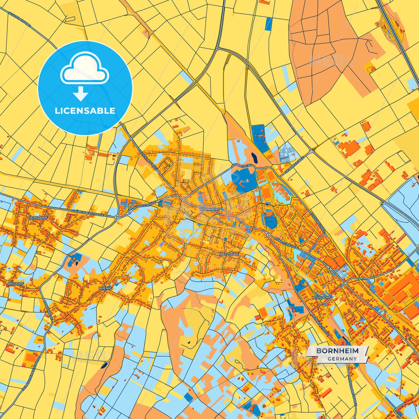 Canvas Print Template of Bornheim Street Map