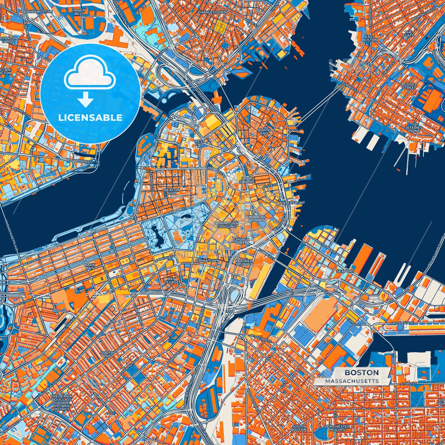 Canvas Print Template of Boston Street Map