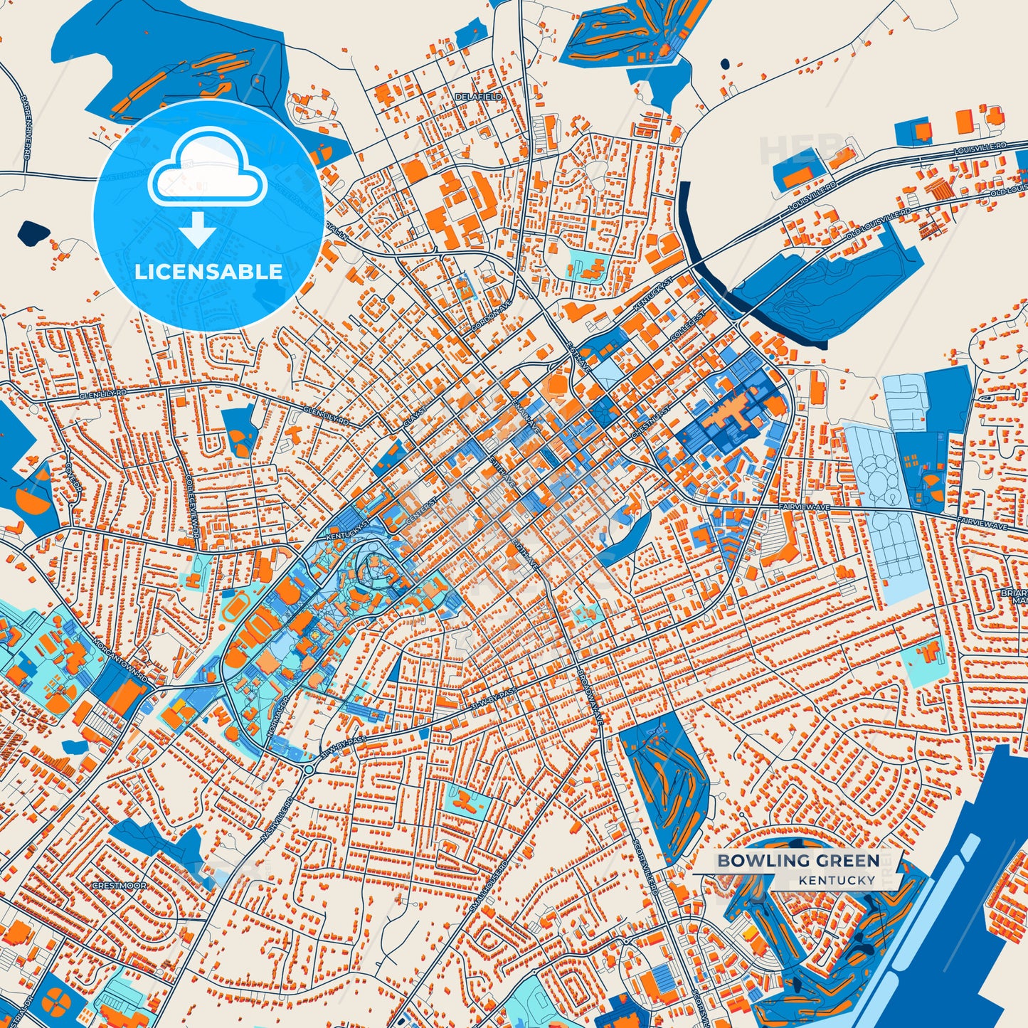 Canvas Print Template of Bowling Green Street Map