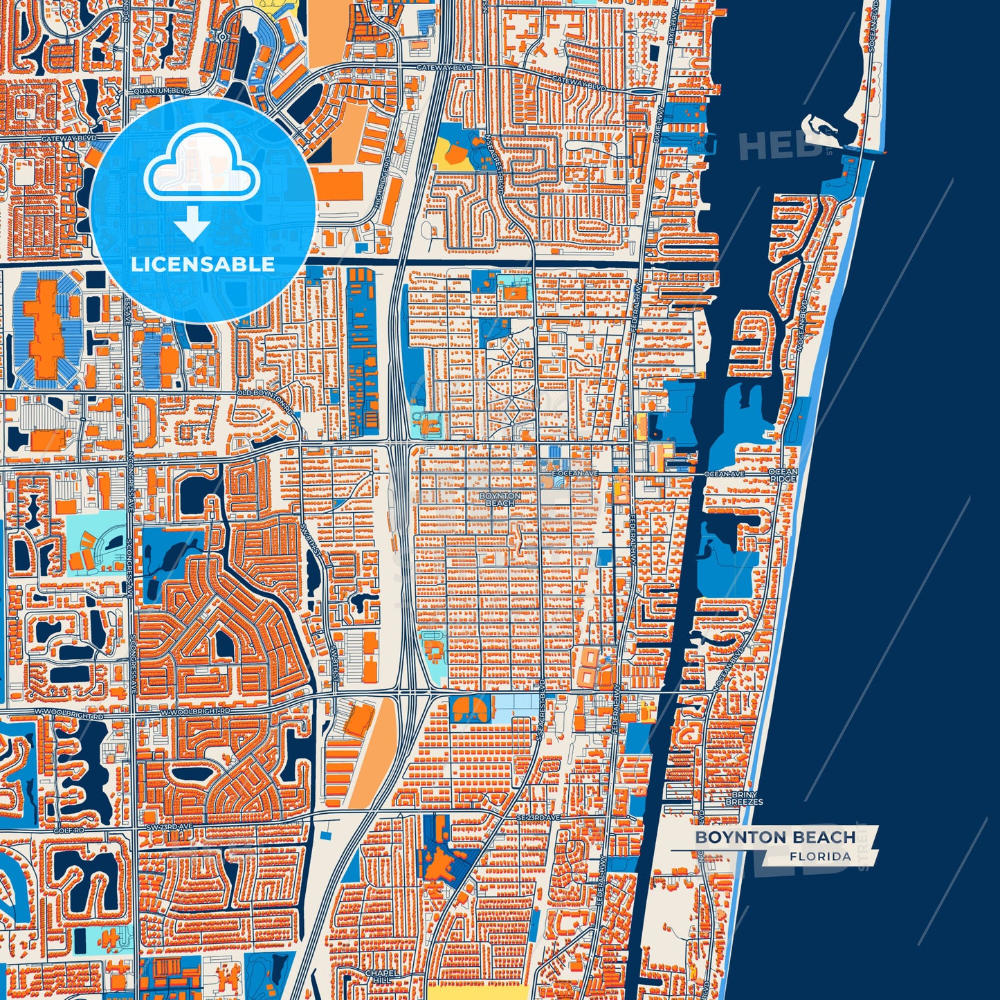 Canvas Print Template of Boynton Beach Street Map