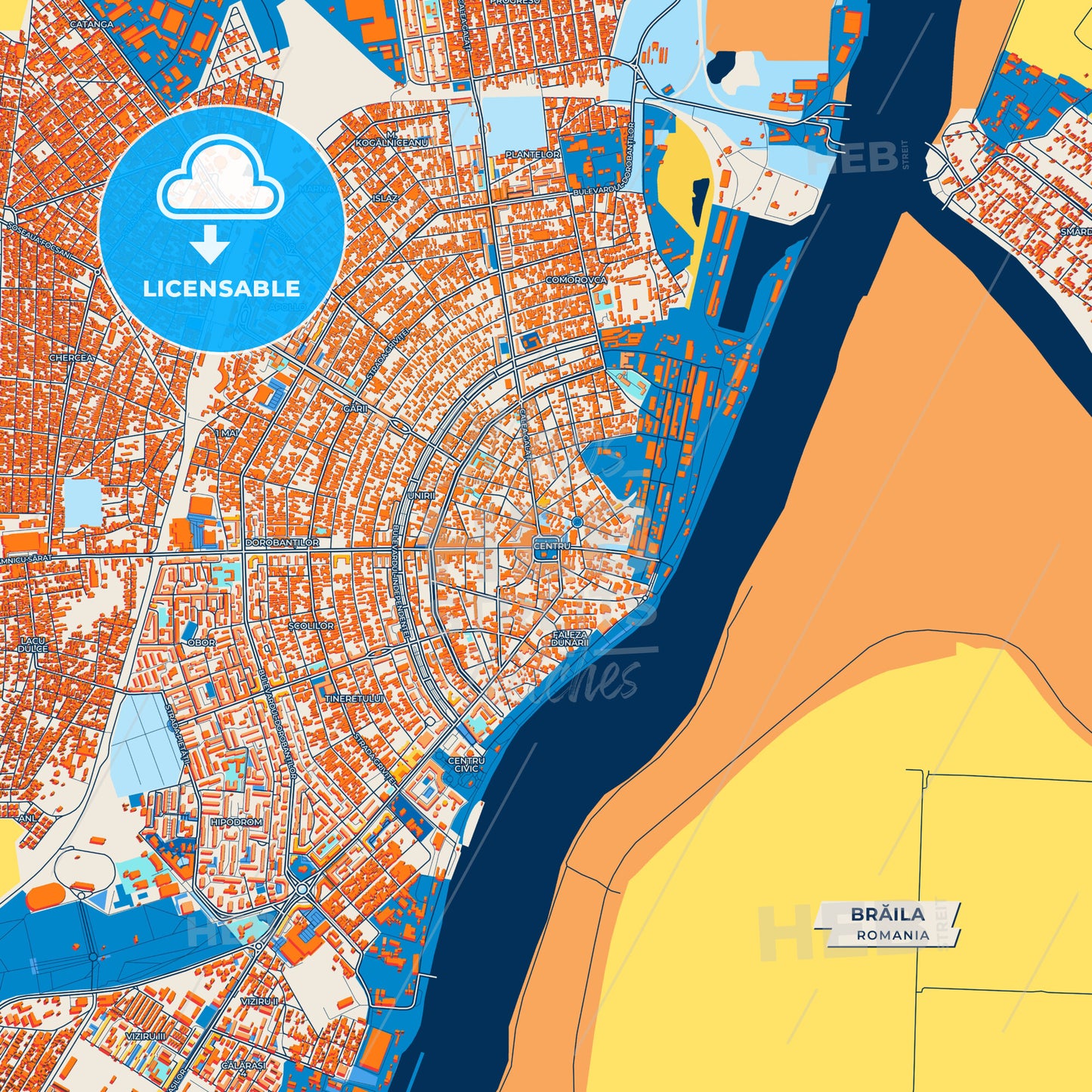 Canvas Print Template of Brăila Street Map