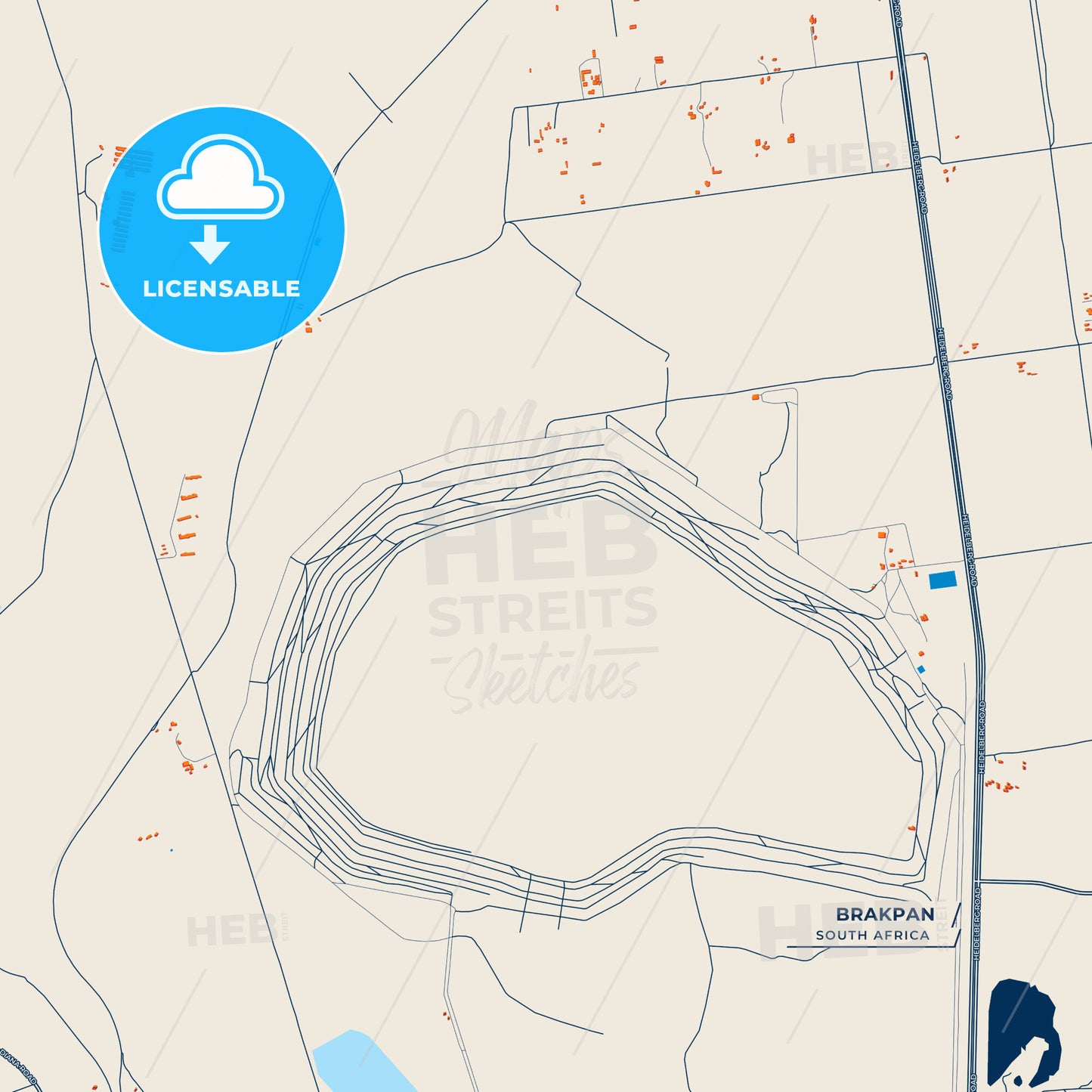 Canvas Print Template of Brakpan Street Map
