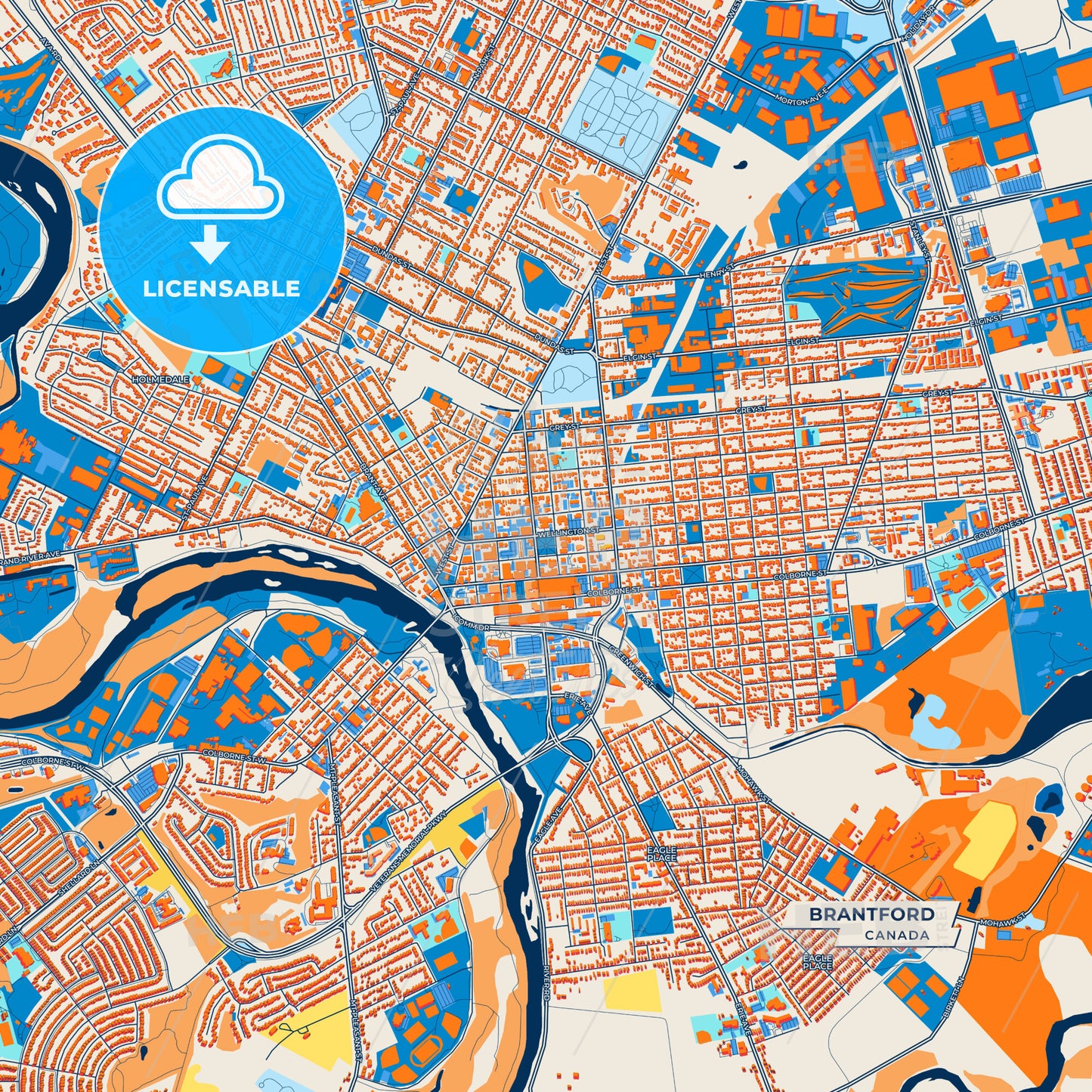 Canvas Print Template of Brantford Street Map