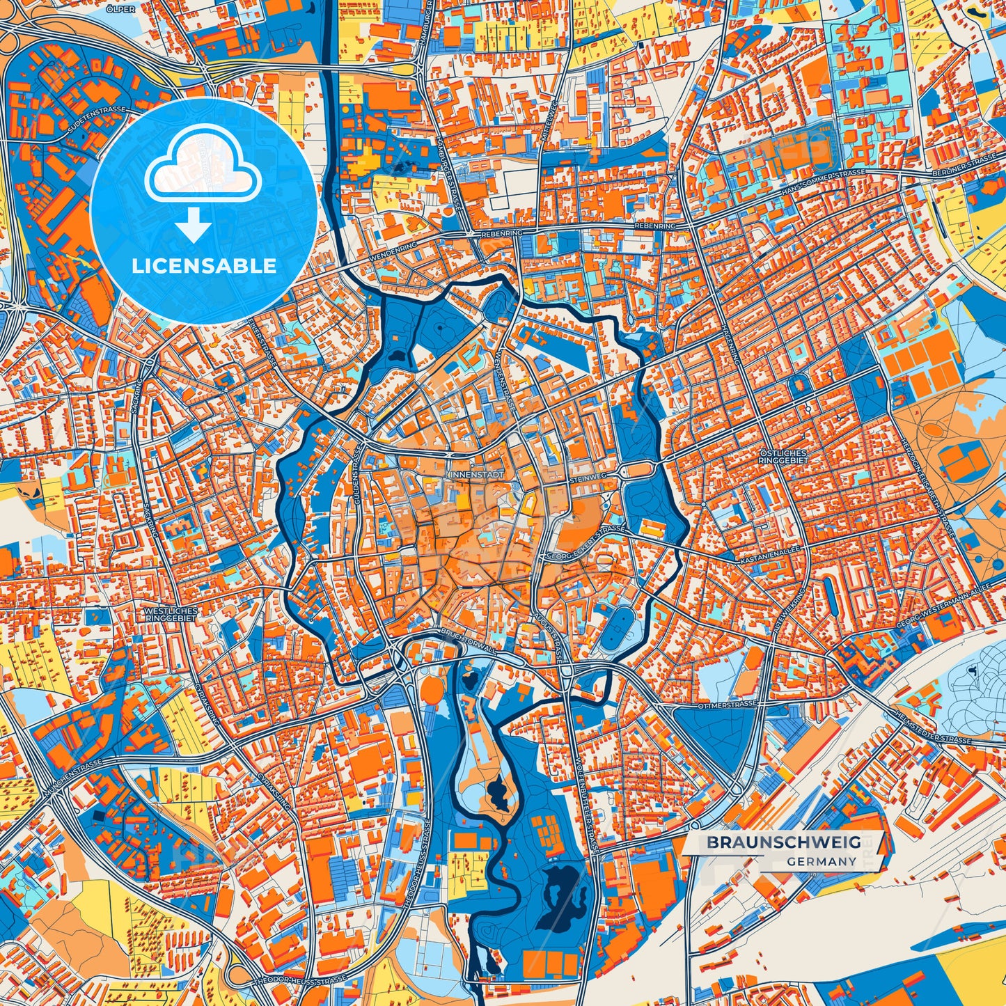 Canvas Print Template of Braunschweig Street Map