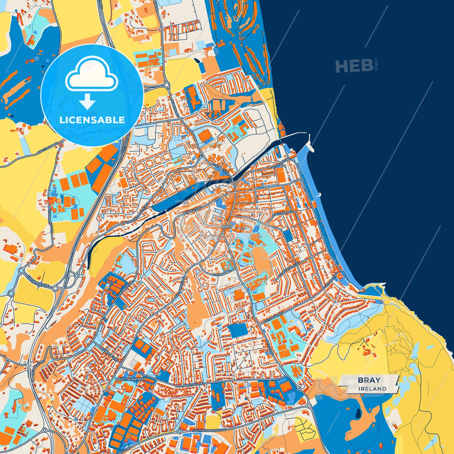 Canvas Print Template of Bray Street Map