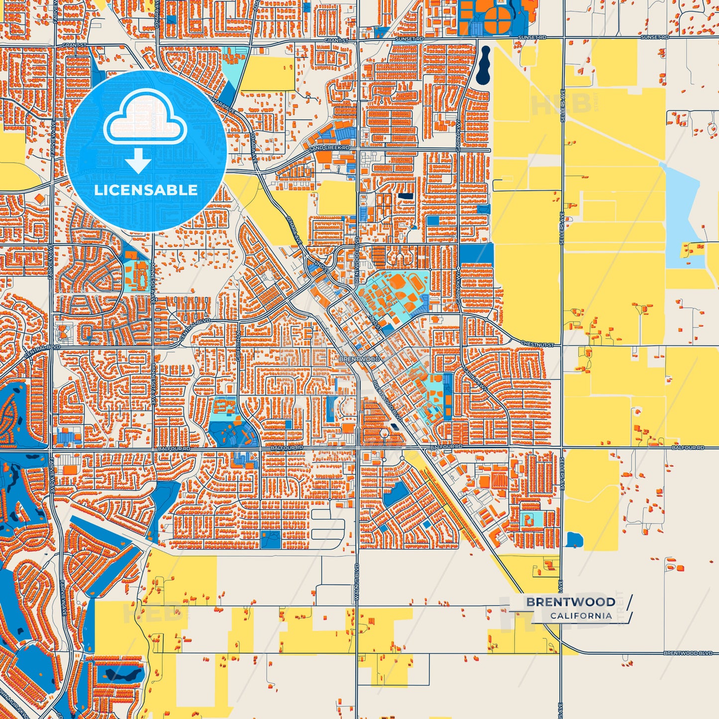 Canvas Print Template of Brentwood Street Map
