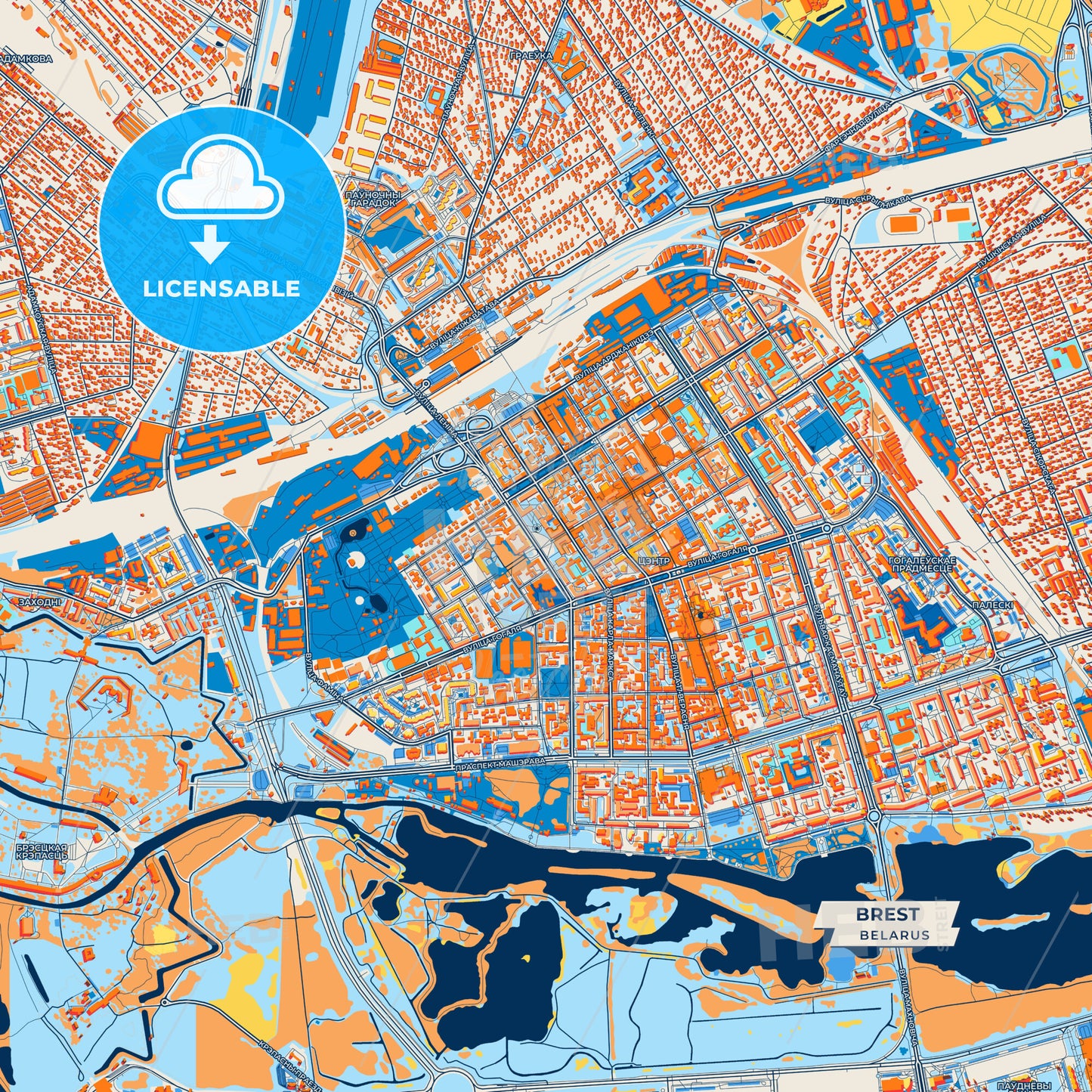 Canvas Print Template of Brest Street Map