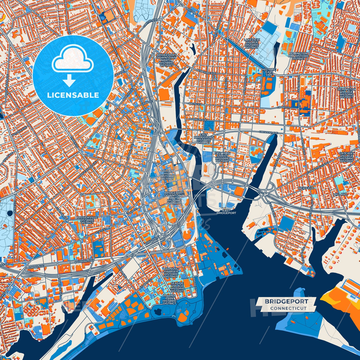 Canvas Print Template of Bridgeport Street Map