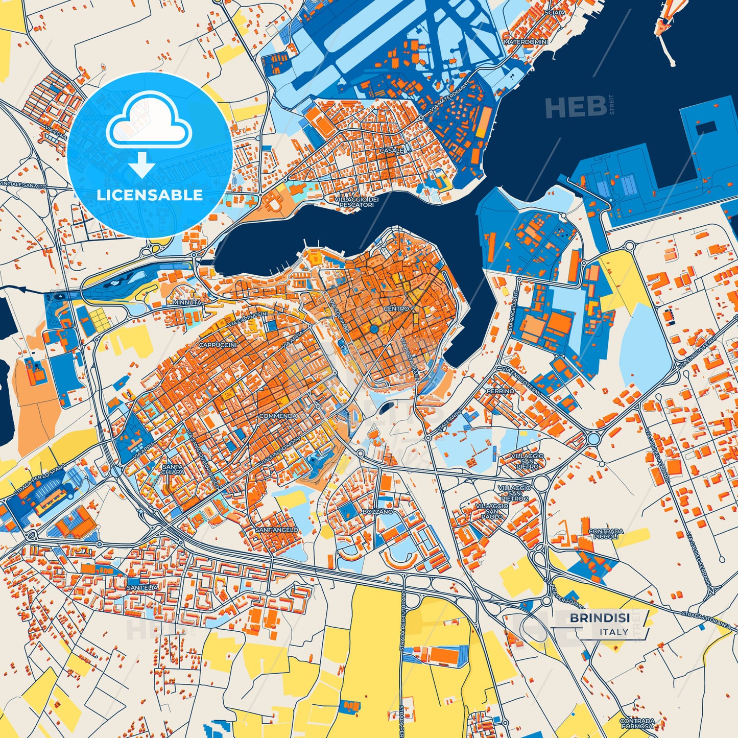 Canvas Print Template of Brindisi Street Map
