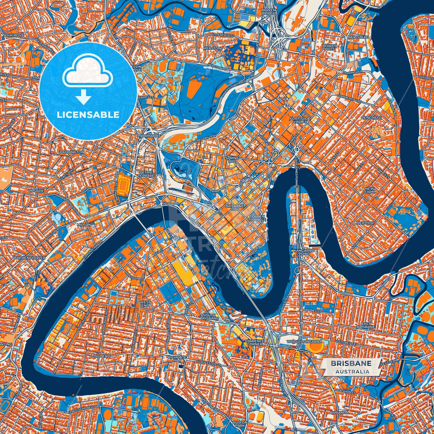 Canvas Print Template of Brisbane Street Map