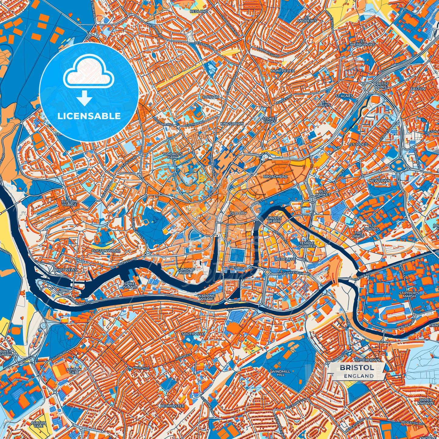 Canvas Print Template of Bristol Street Map