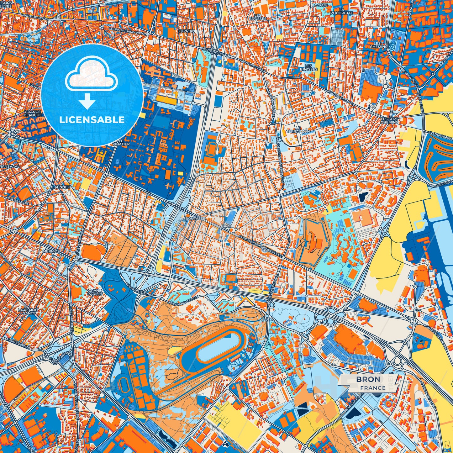 Canvas Print Template of Bron Street Map