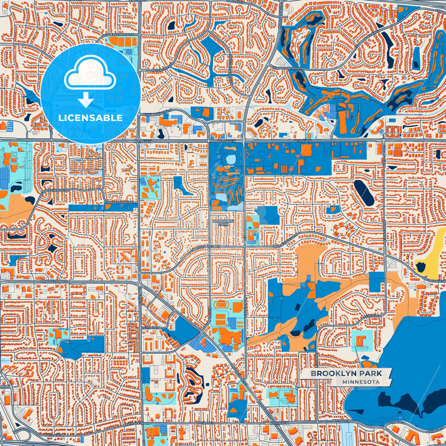 Canvas Print Template of Brooklyn Park Street Map