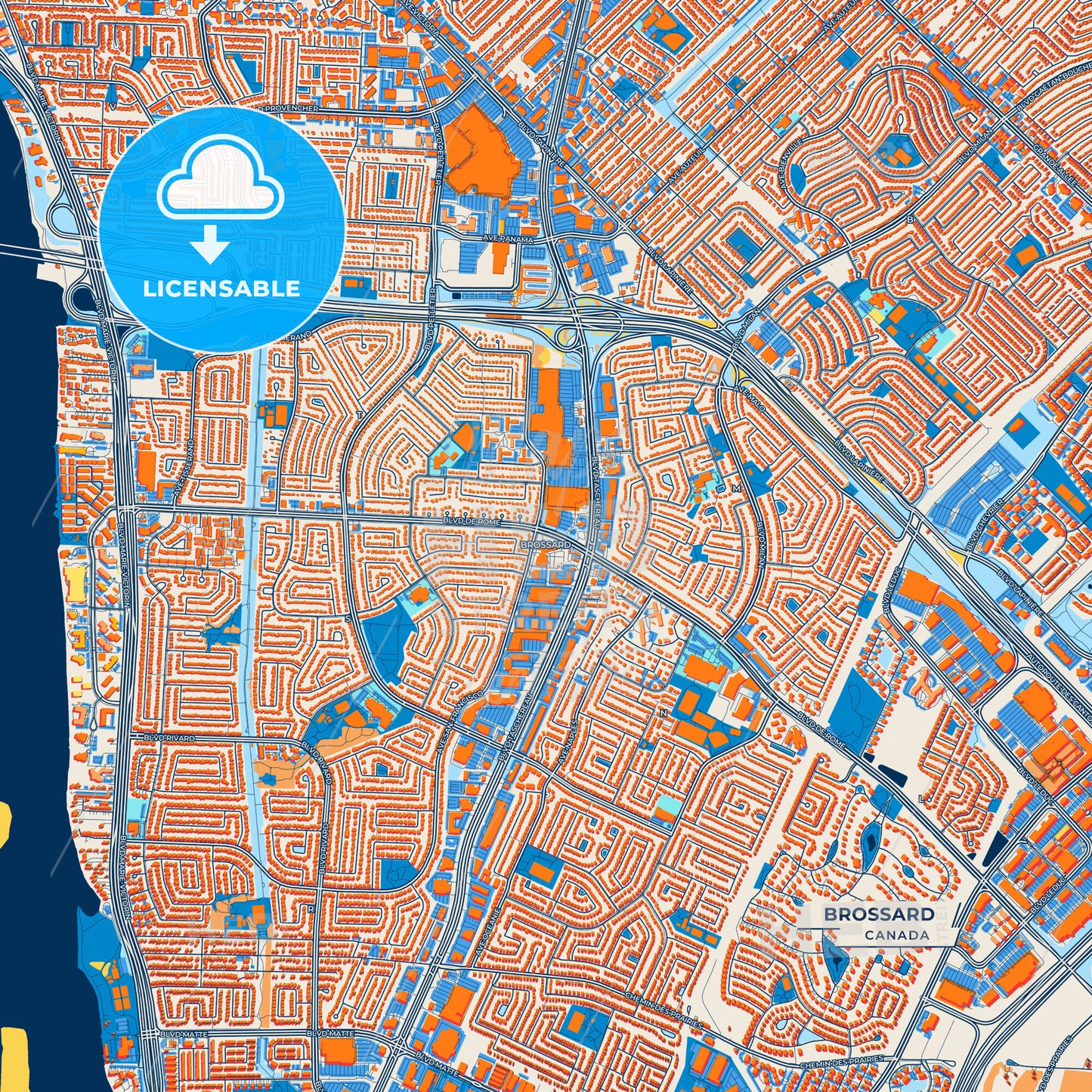 Canvas Print Template of Brossard Street Map