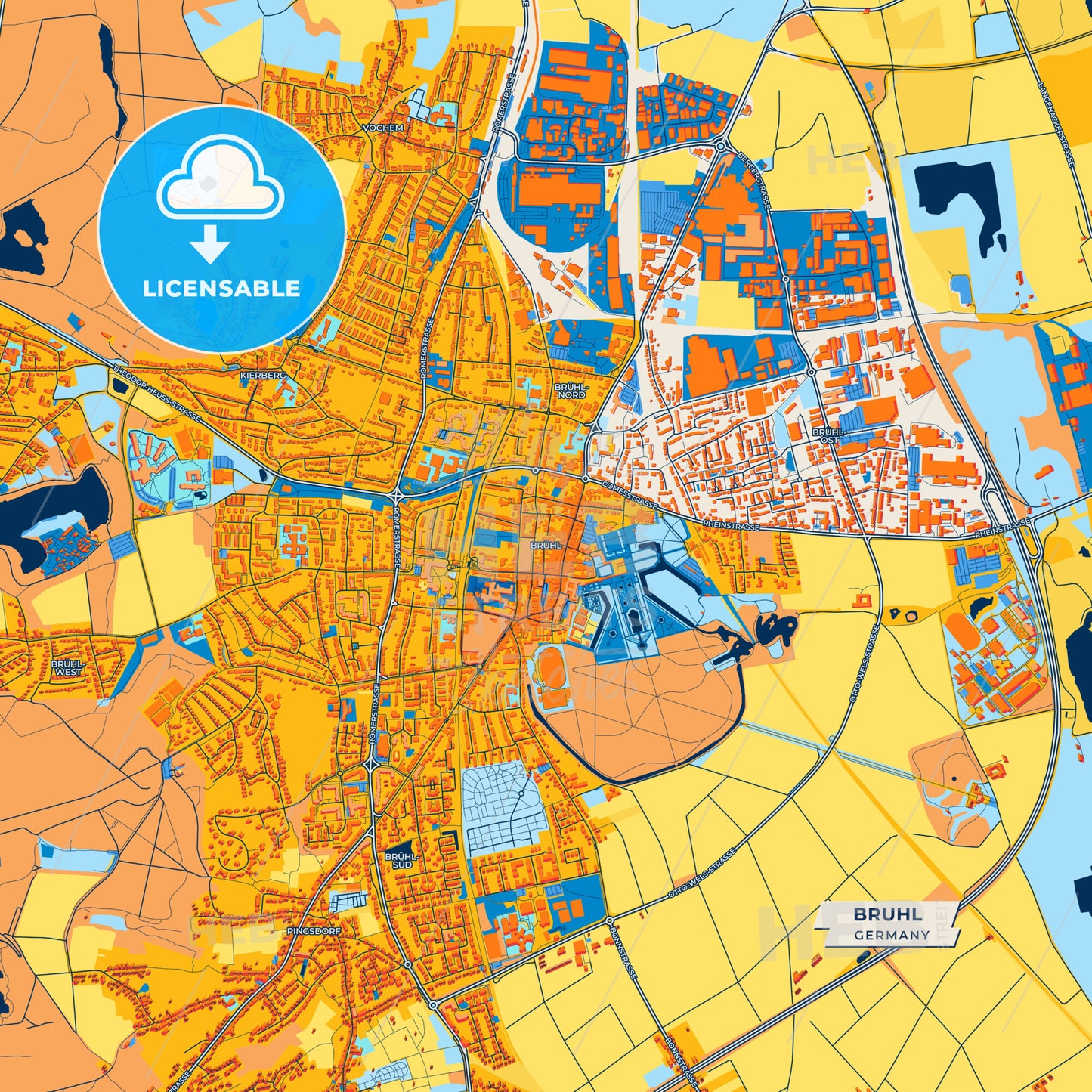 Canvas Print Template of Bruhl Street Map