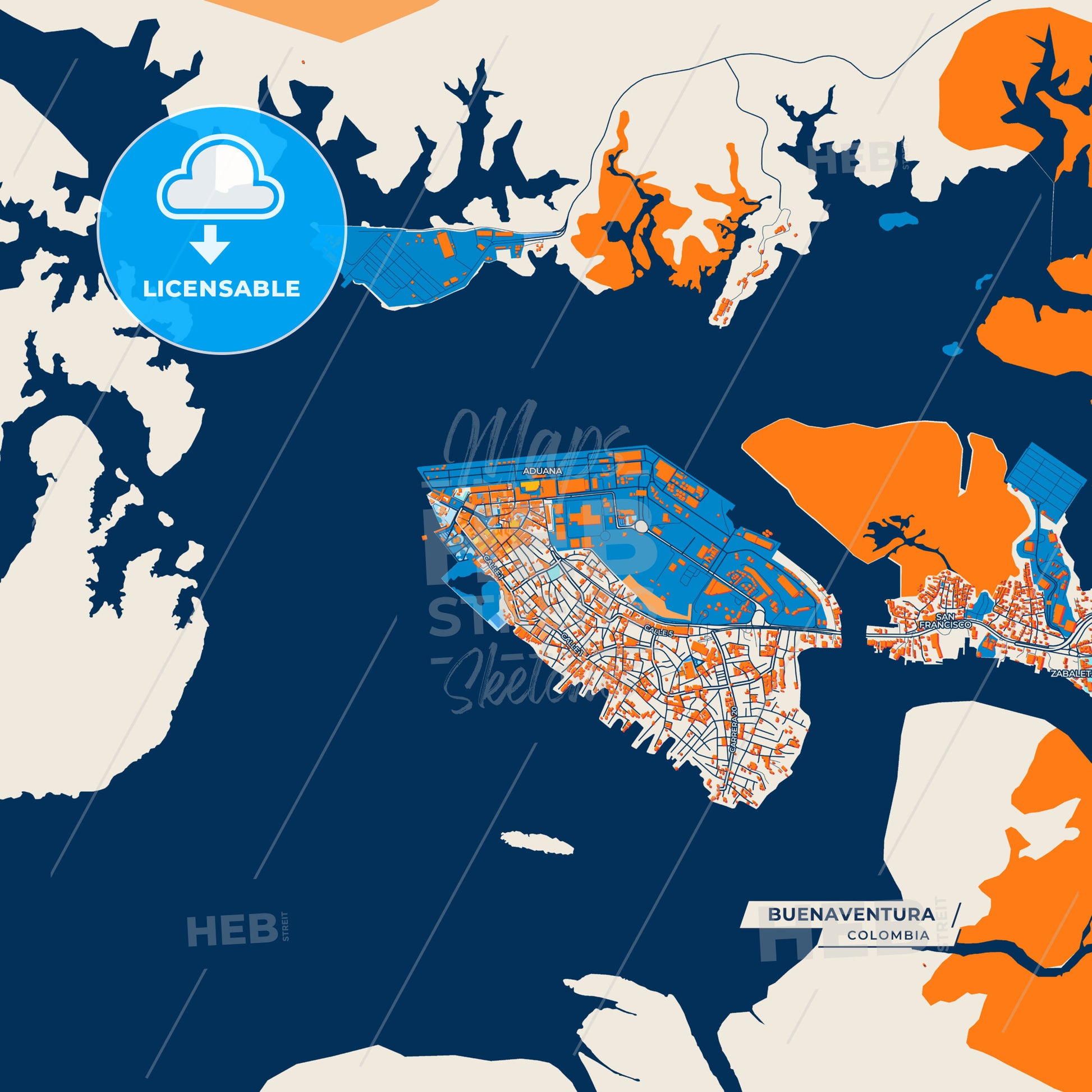 Canvas Print Template of Buenaventura Street Map