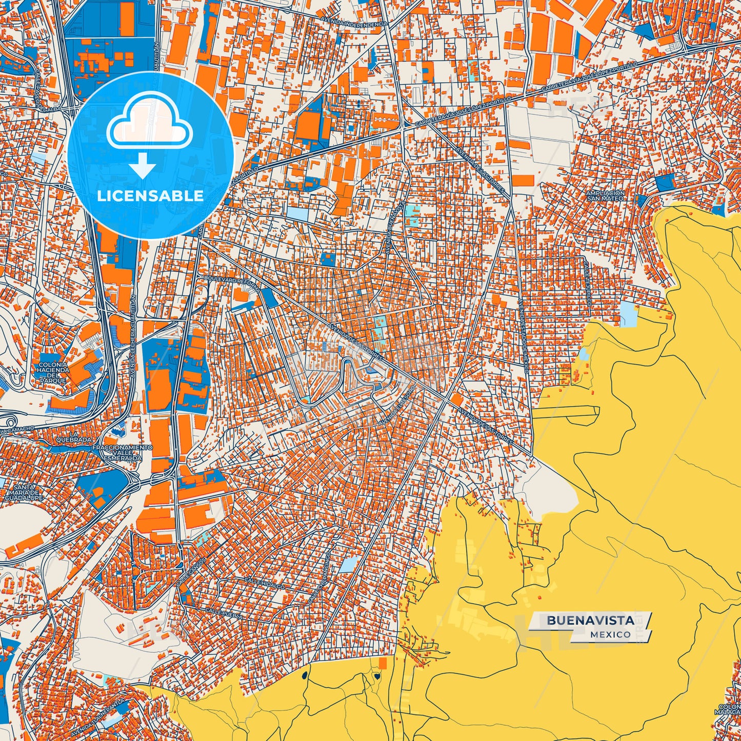 Canvas Print Template of Buenavista Street Map