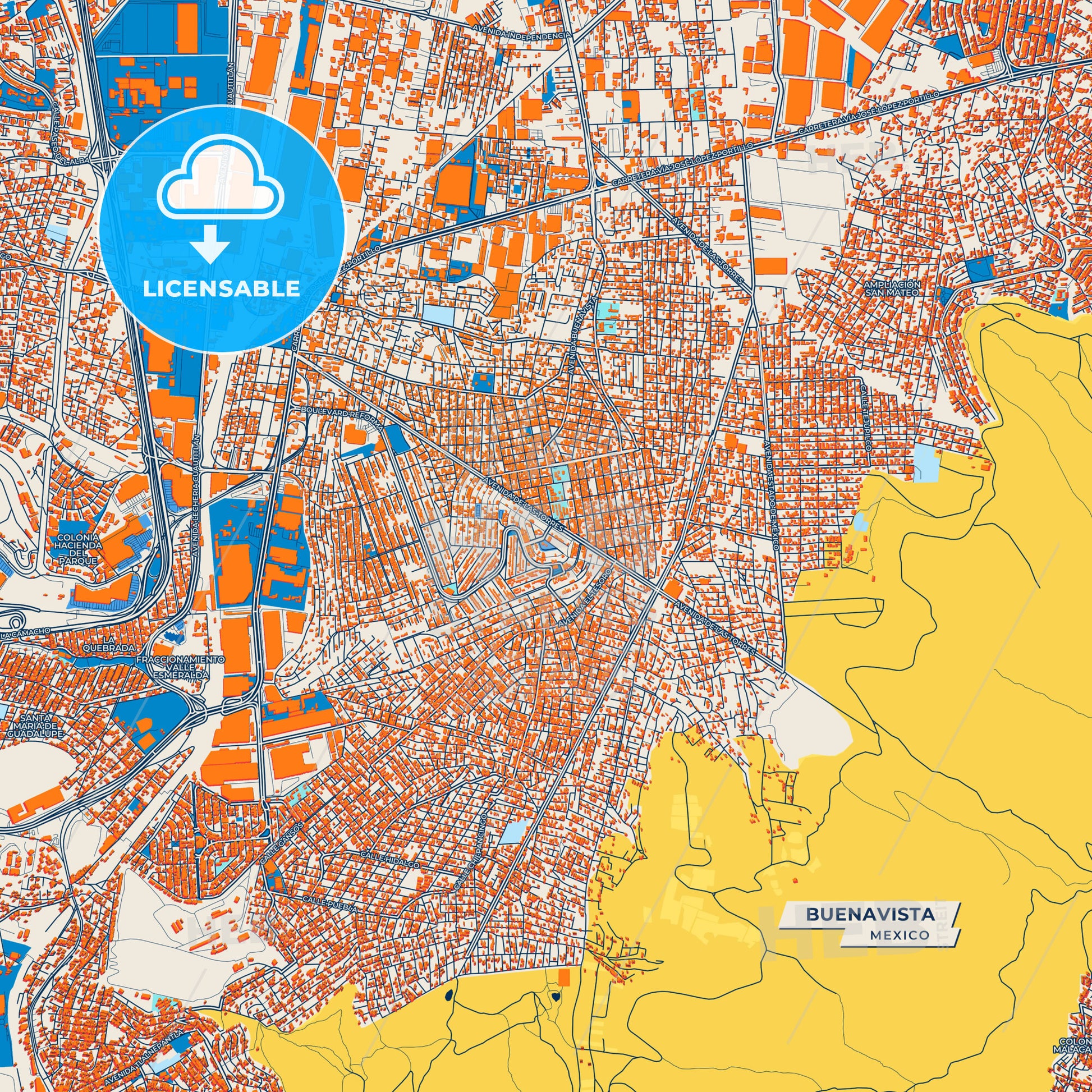 Canvas Print Template of Buenavista Street Map