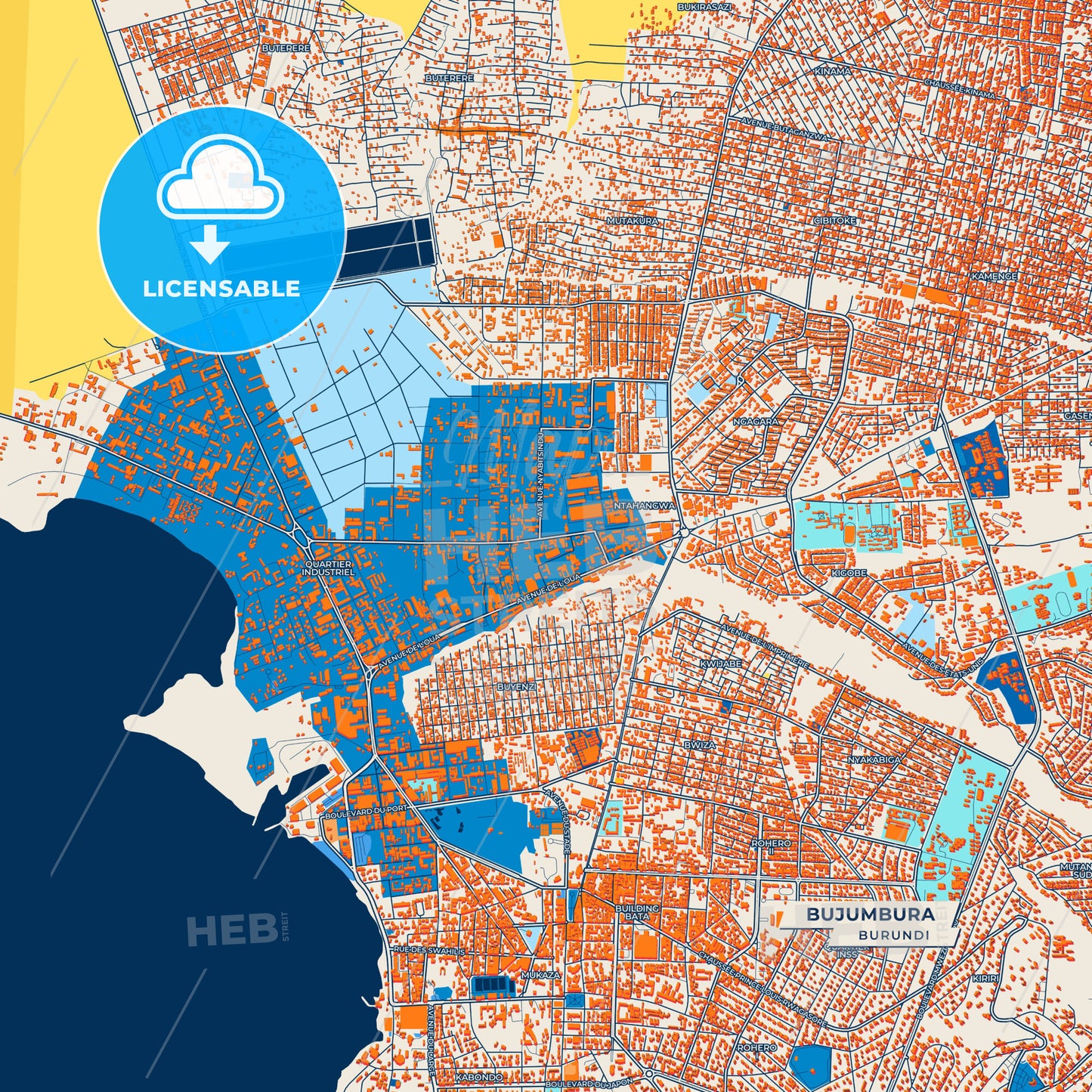 Canvas Print Template of Bujumbura Street Map