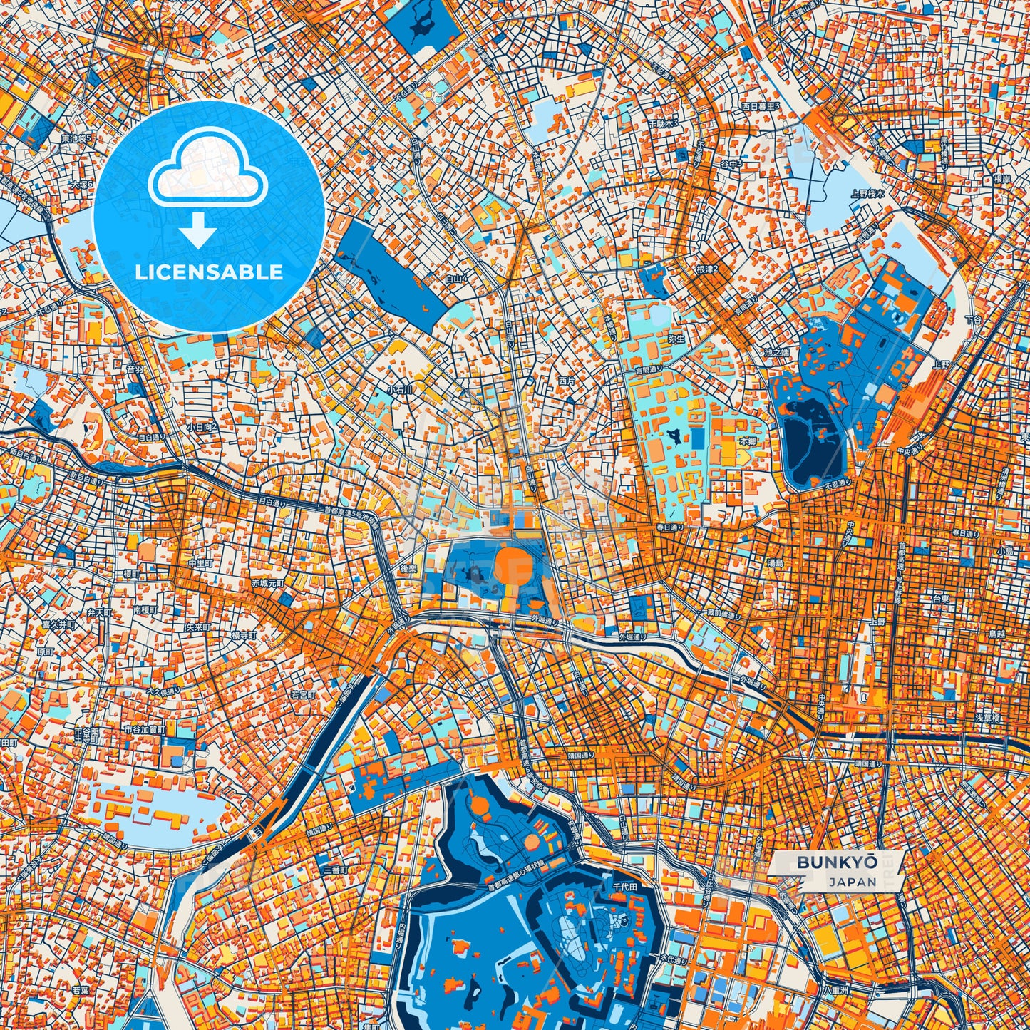 Canvas Print Template of Bunkyō Street Map