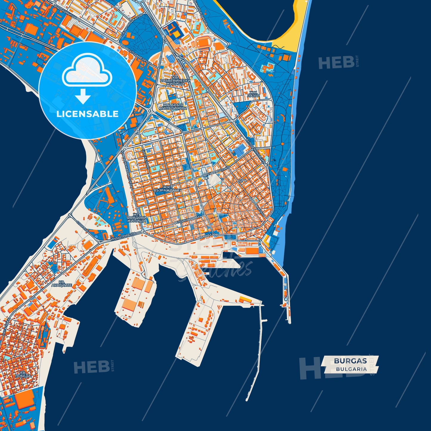 Canvas Print Template of Burgas Street Map