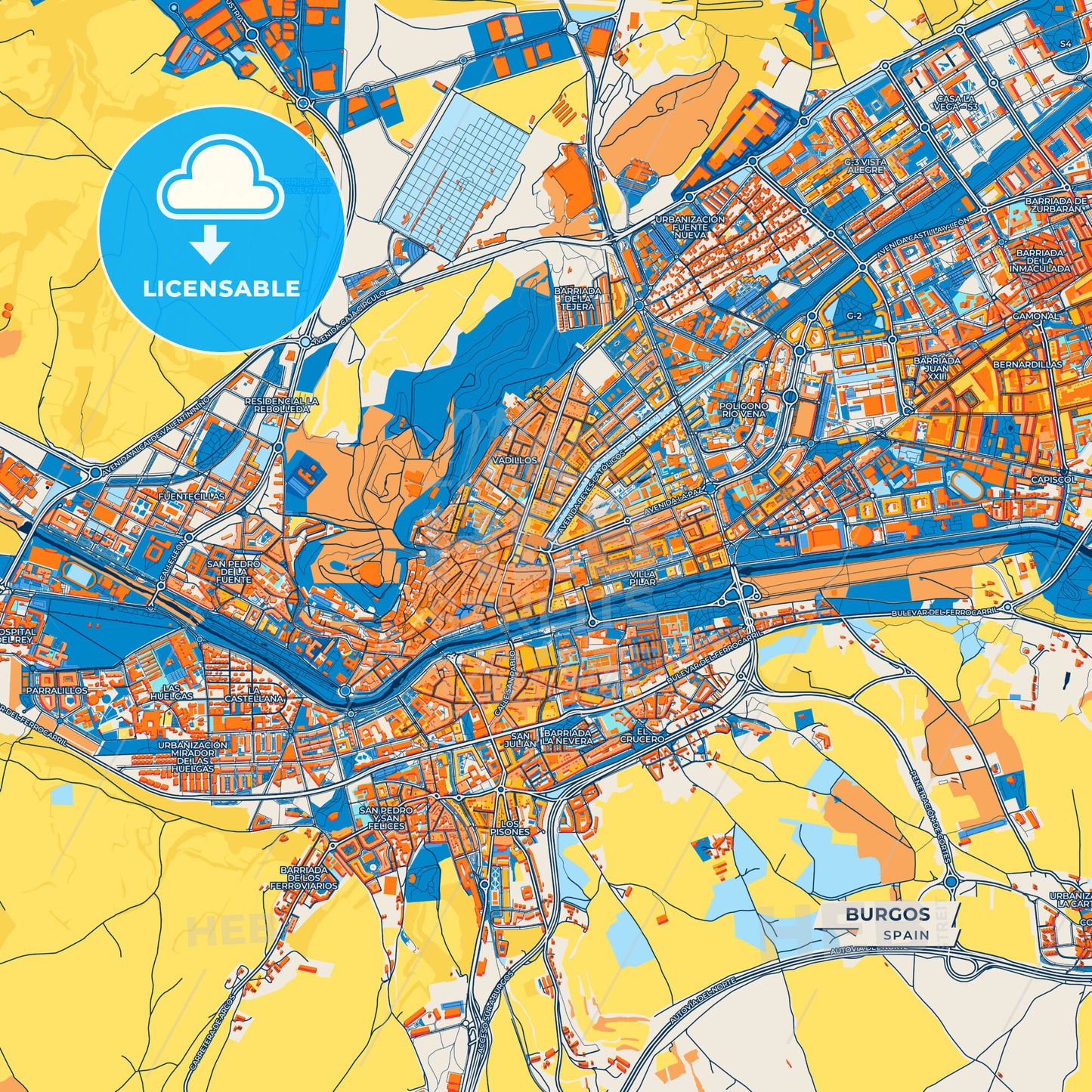 Canvas Print Template of Burgos Street Map