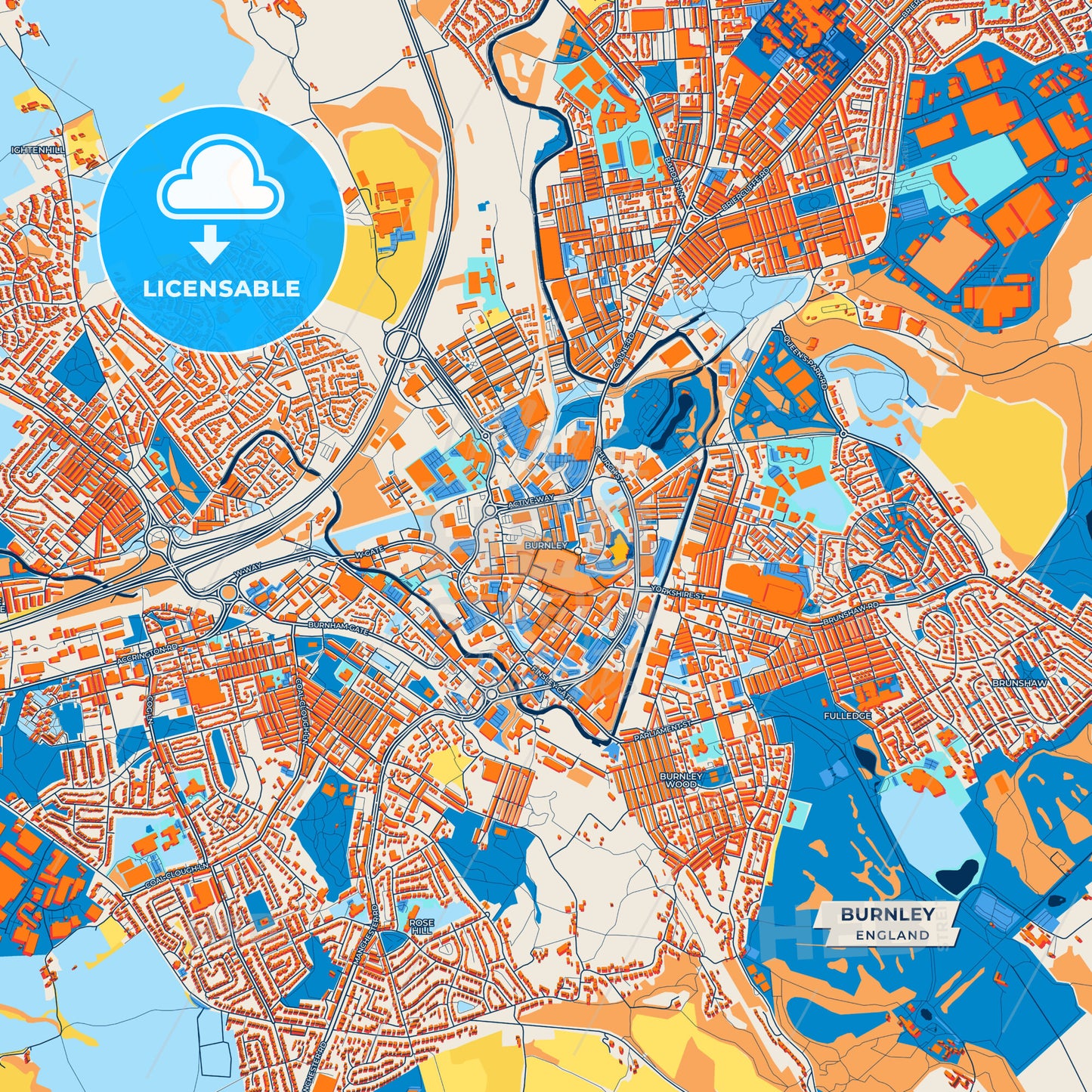 Canvas Print Template of Burnley Street Map